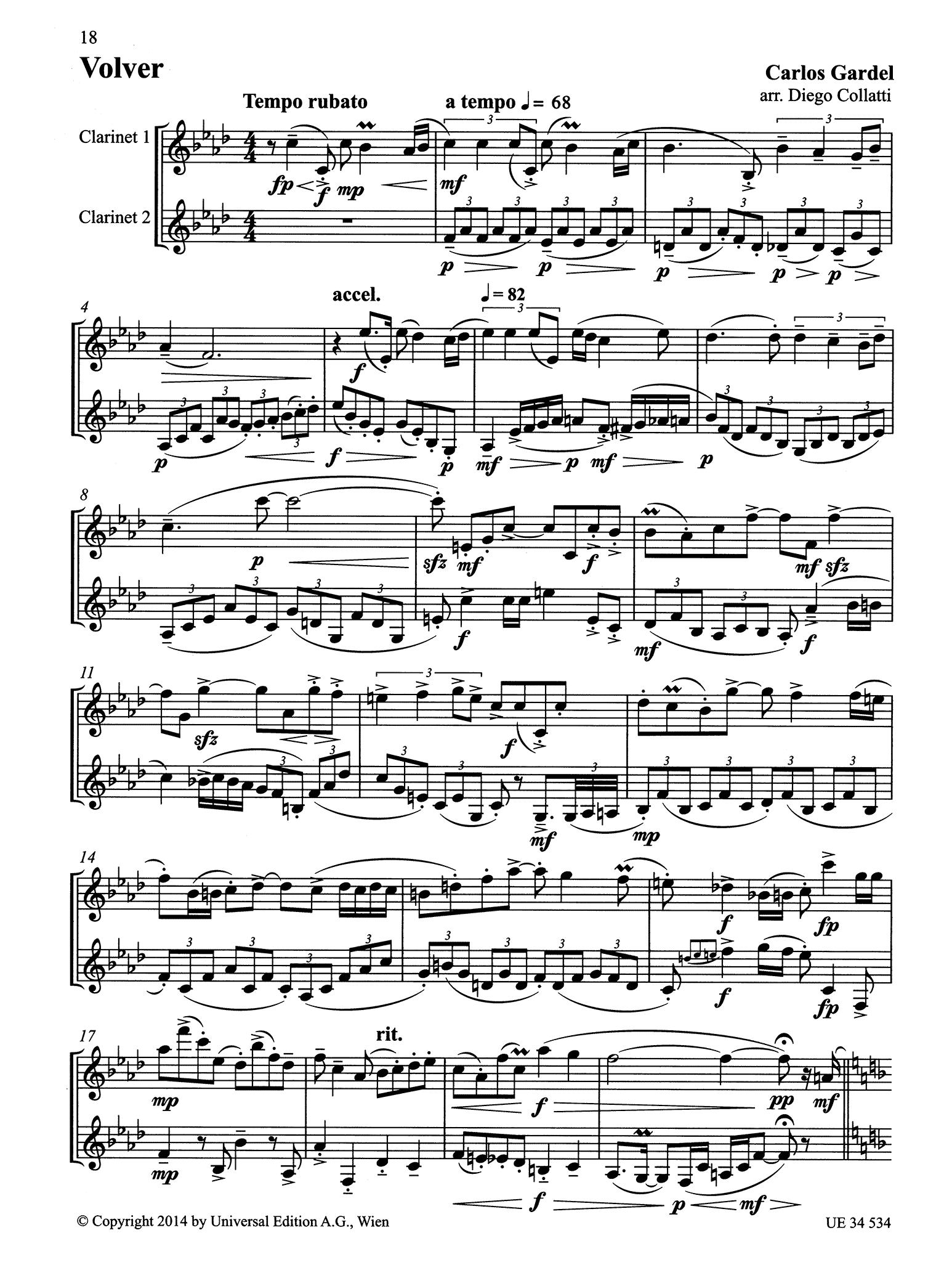 Gardel Tango Clarinet Duets Page 18
