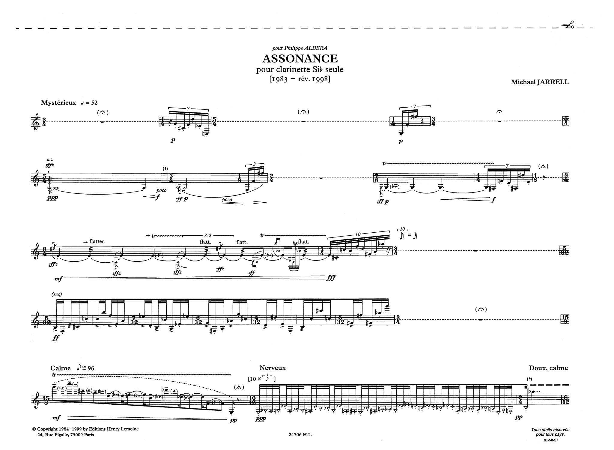 Jarrell Assonance unaccompanied soprano clarinet  page 1