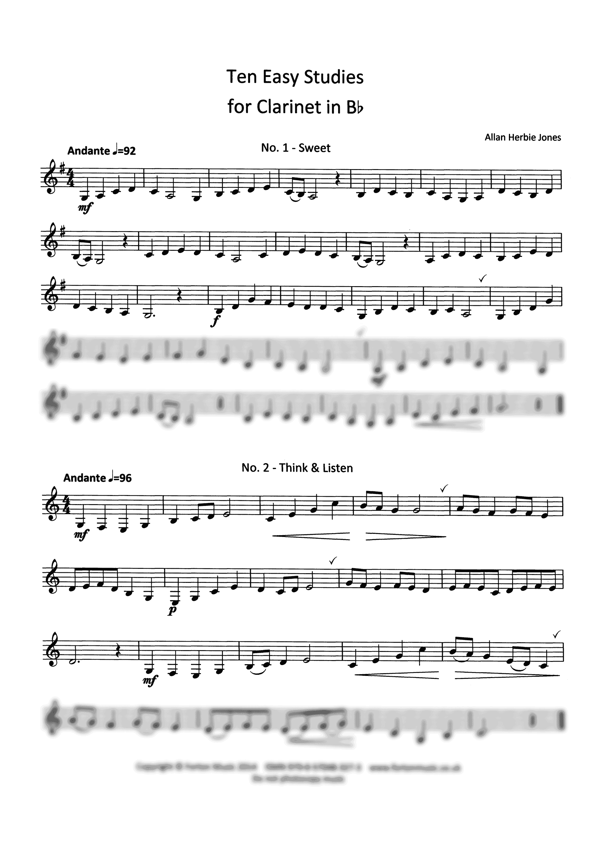Allan Herbie Jones 10 Easy Clarinet Studies page 1