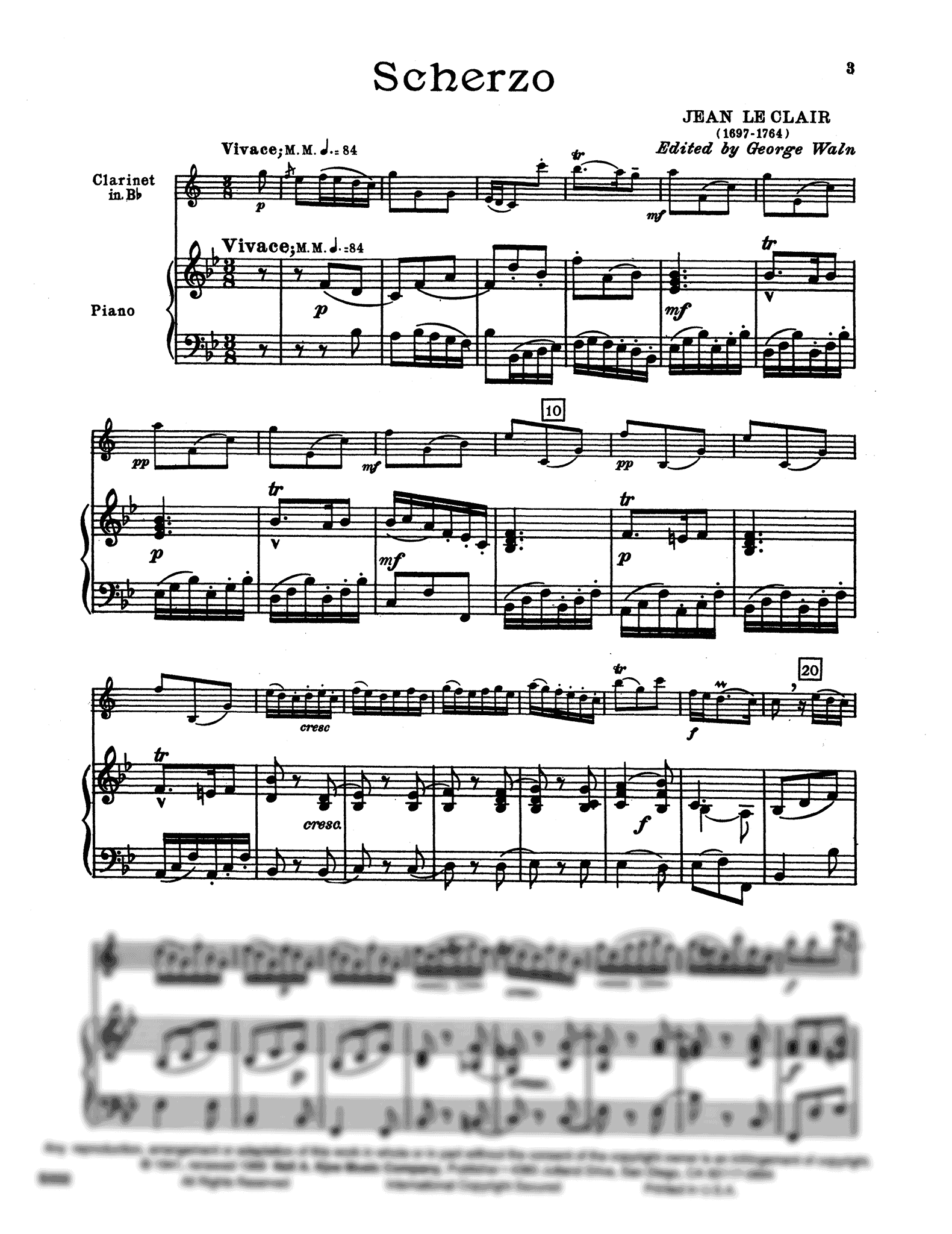 Leclair, Jean-Marie: Violin Sonata Op. 1 No. 11, movement 1 Score