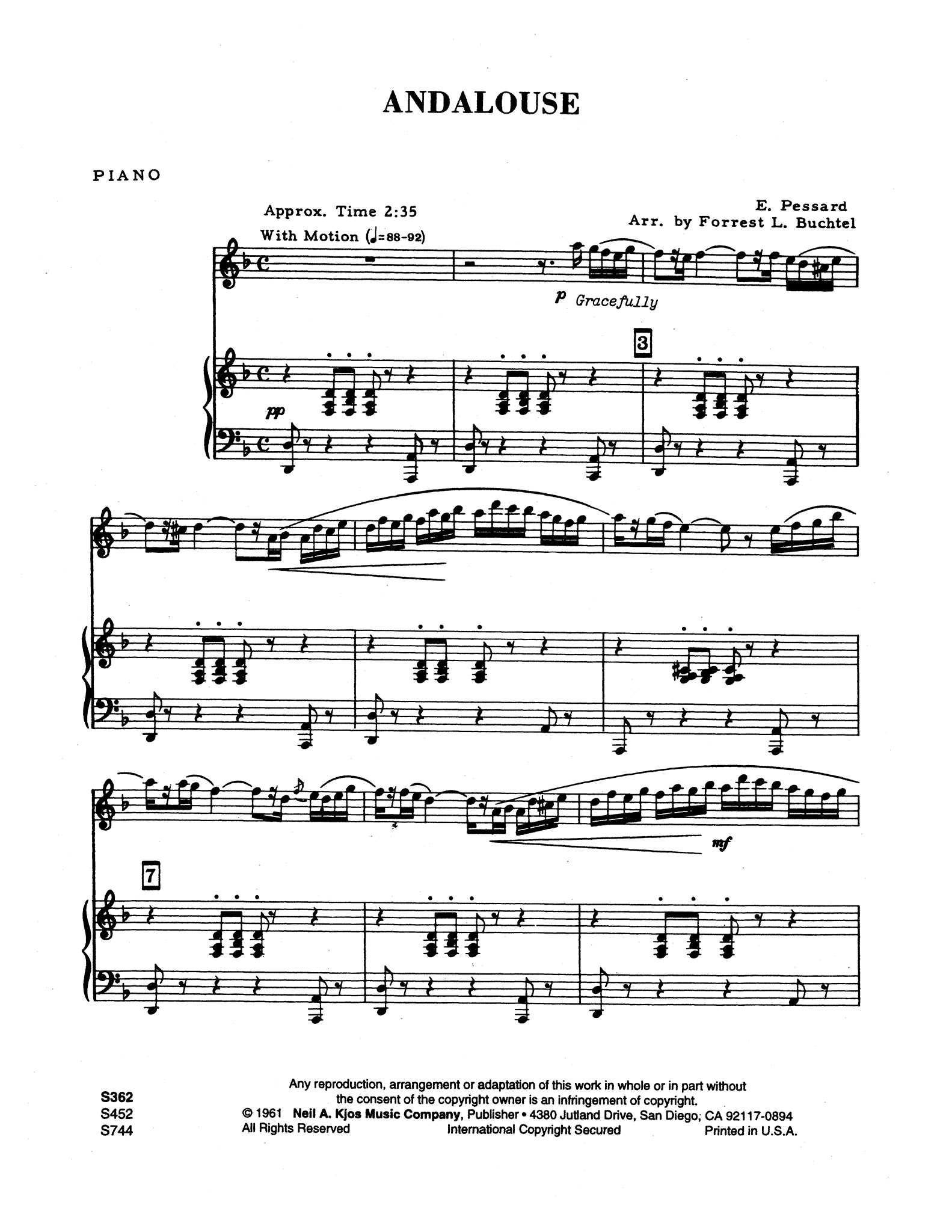 Andalouse, from 25 Pièces pour piano, Op. 20 Score