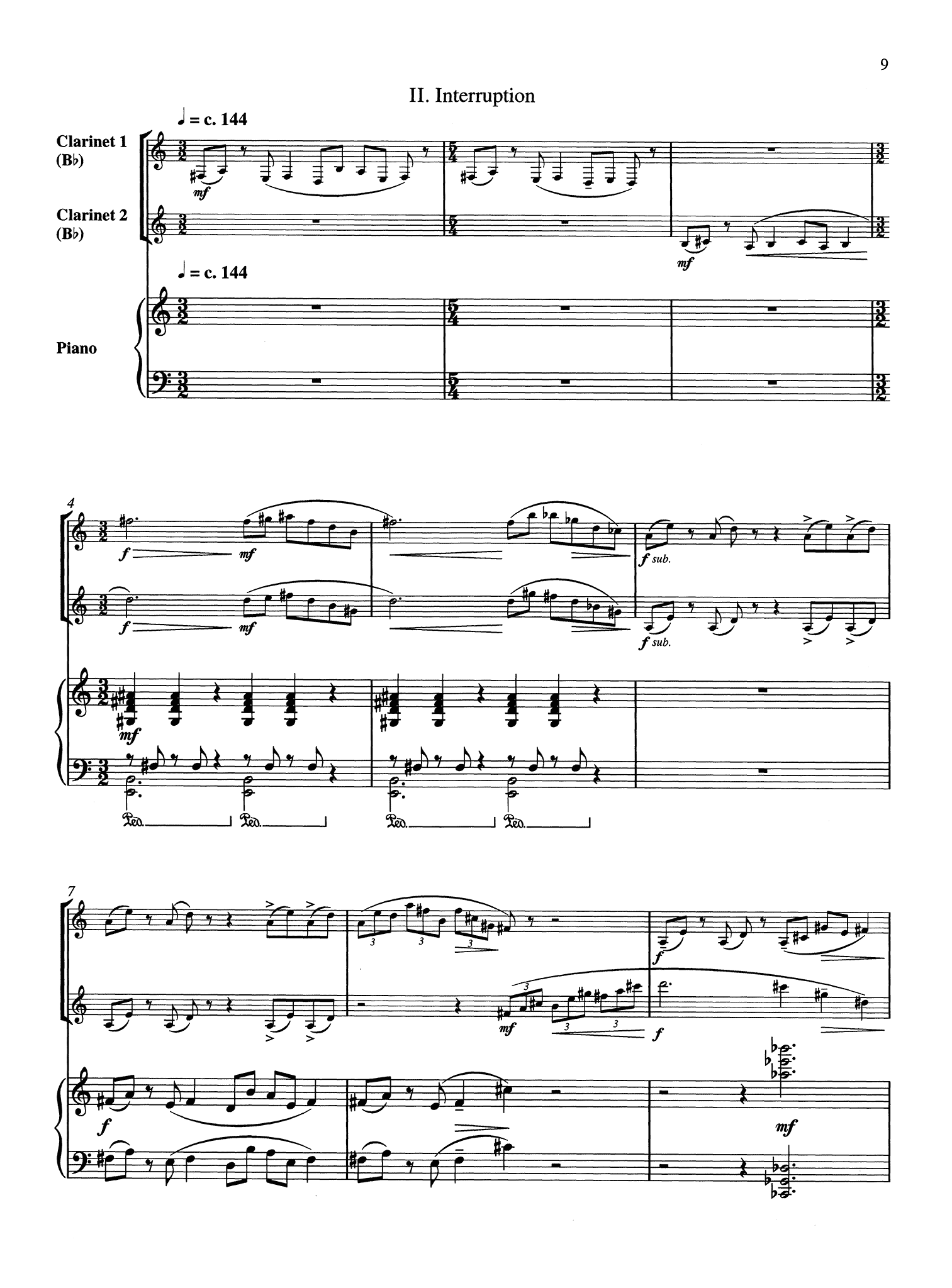 Schocker Sonata No. 2 for Two Clarinets & Piano - Movement 2