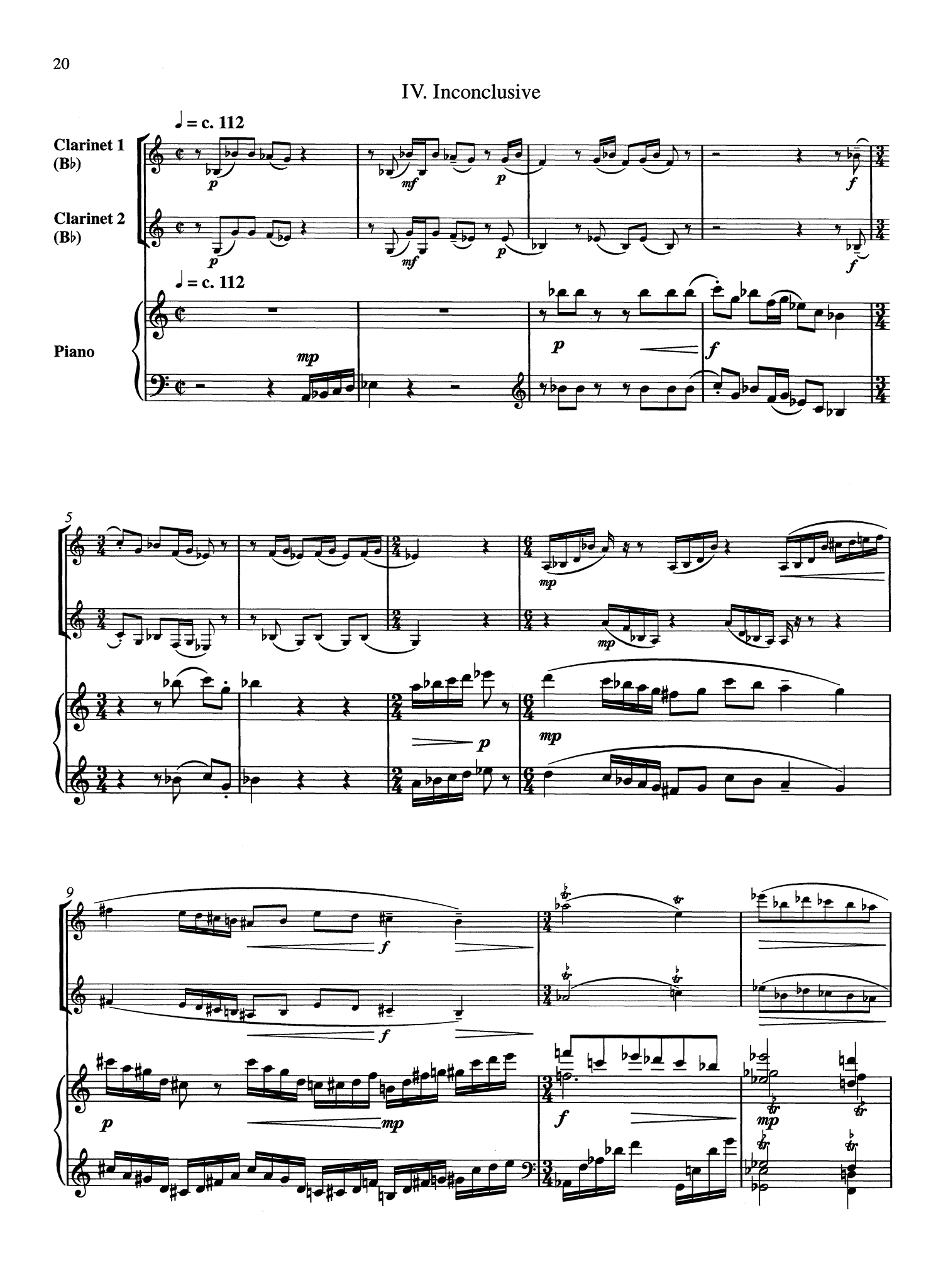 Schocker Sonata No. 2 for Two Clarinets & Piano - Movement 4