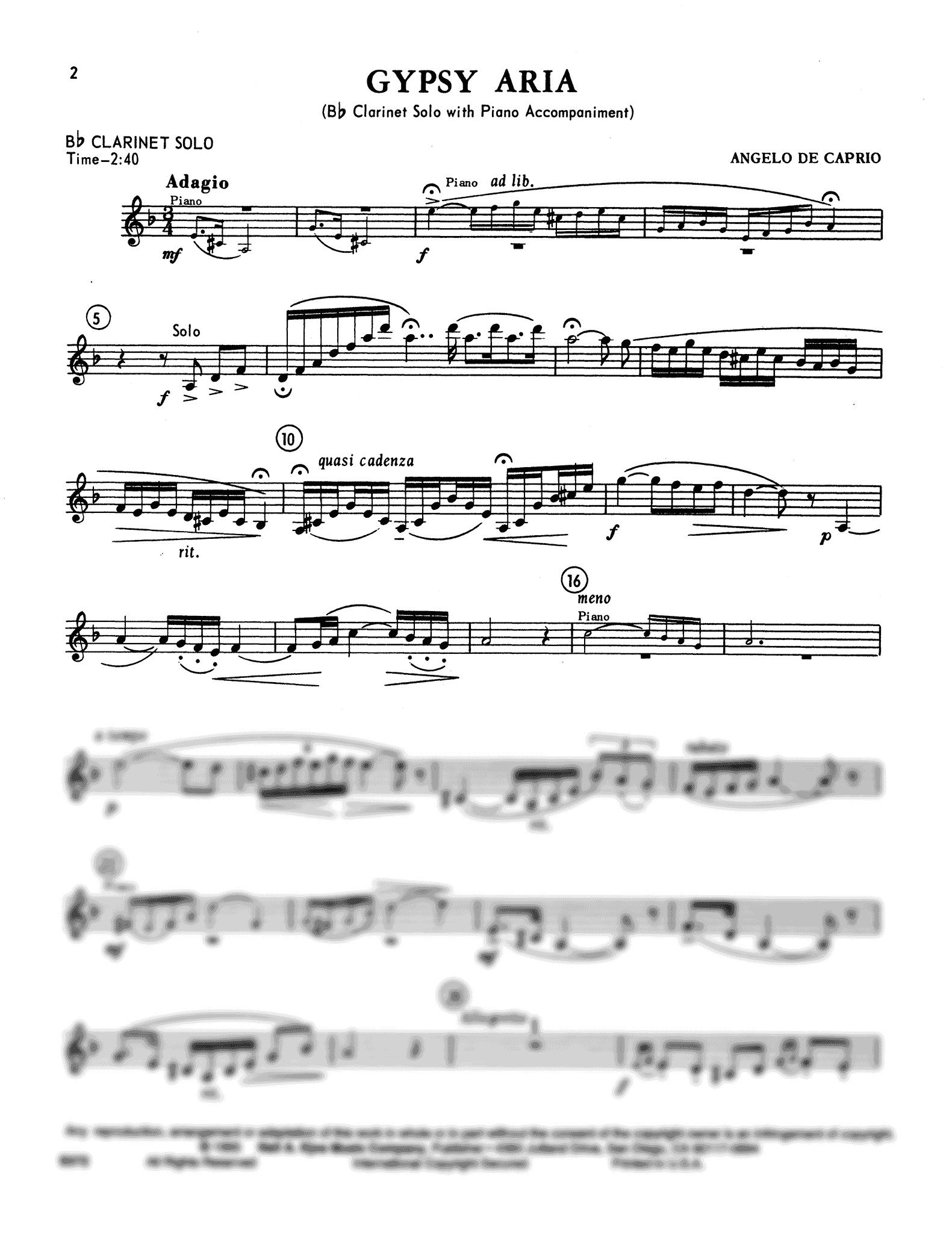 Gypsy Aria Clarinet part