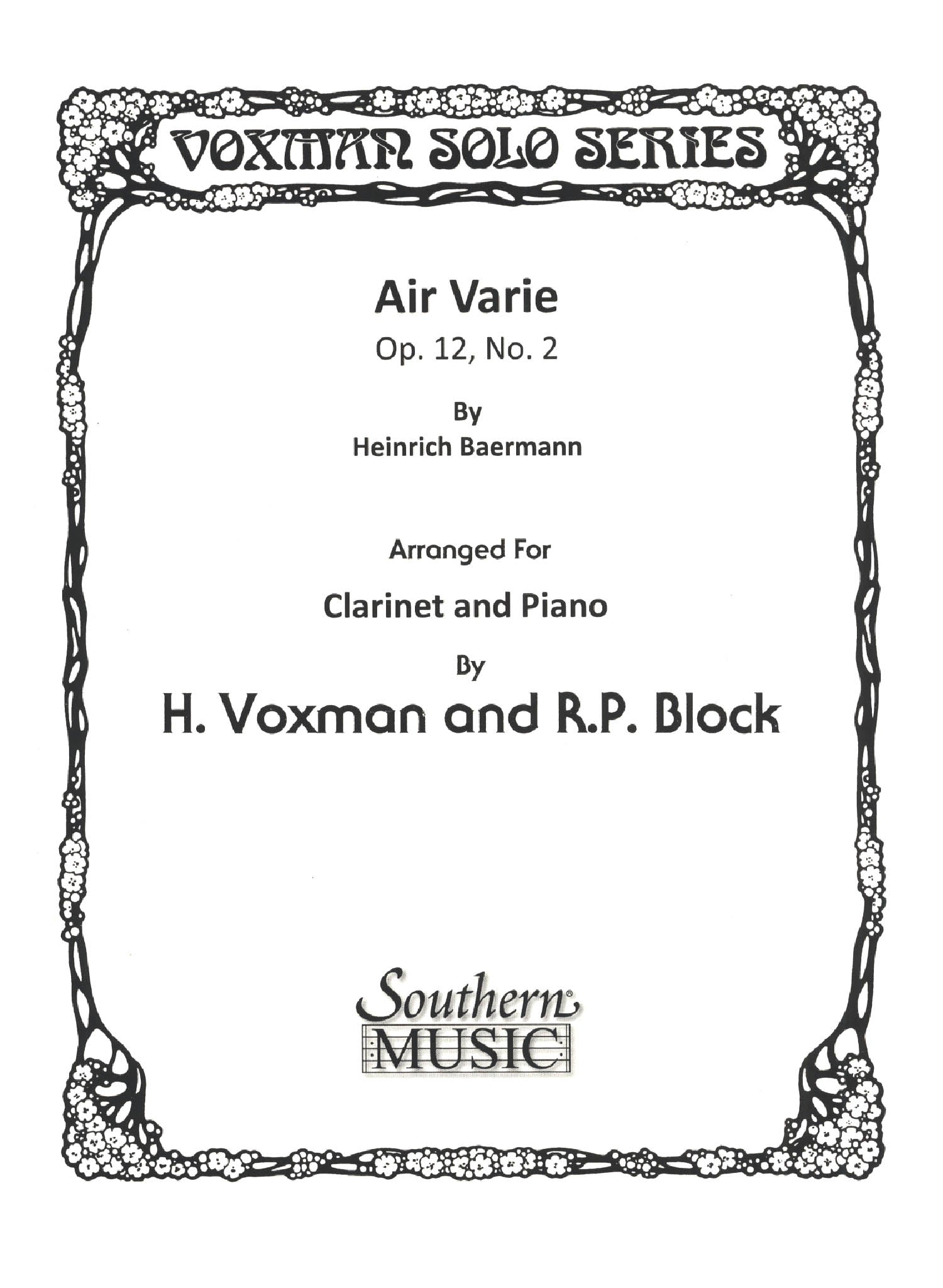 Baermann, Heinrich: Air varié, Op. 12 No. 2 clarinet and piano cover