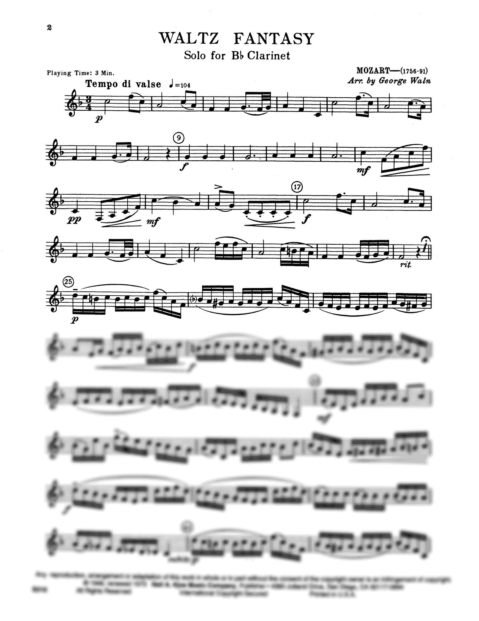 Waltz Fantasy Clarinet part