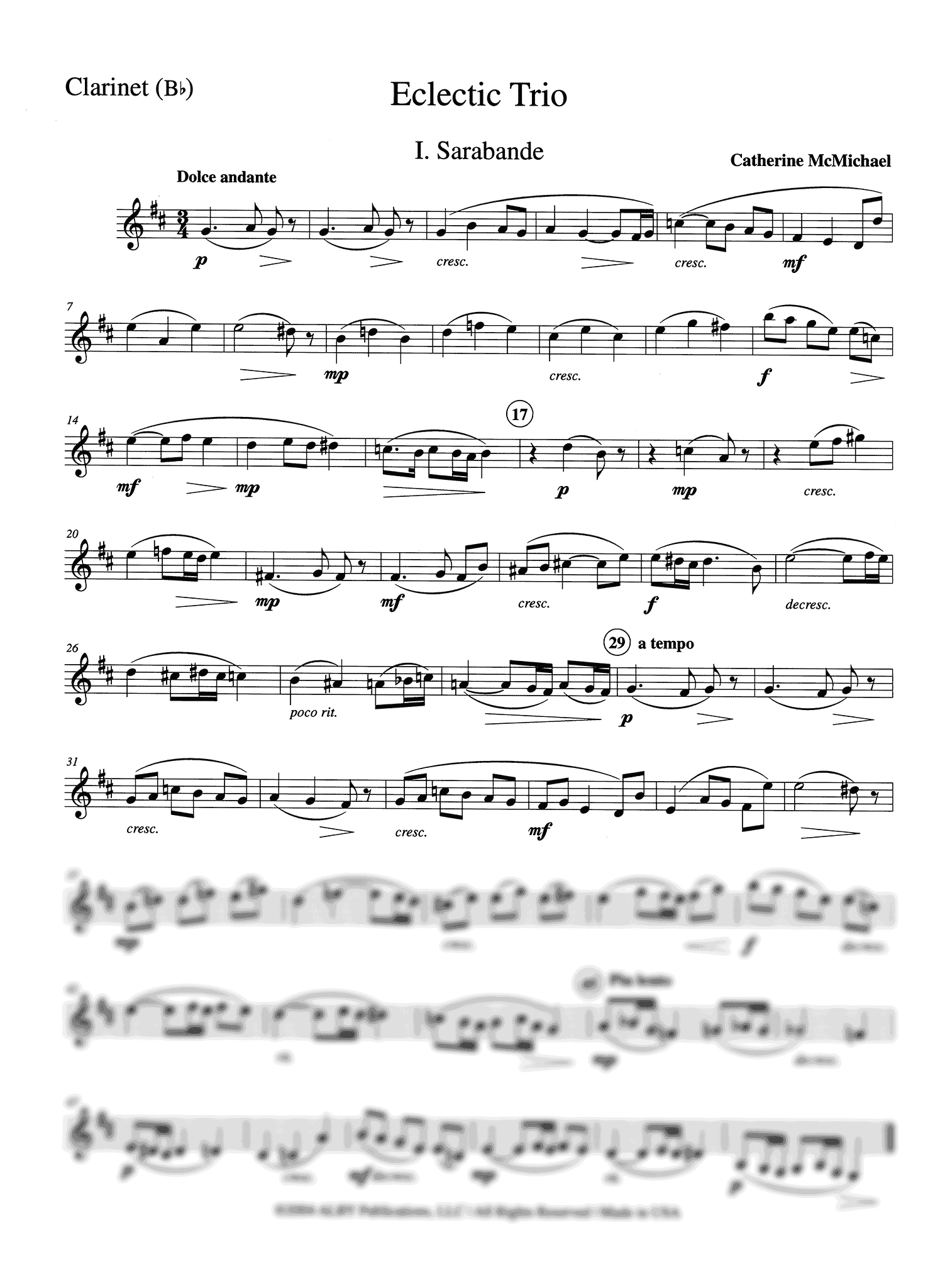McMichael Eclectic Trio flute b-flat clarinet part