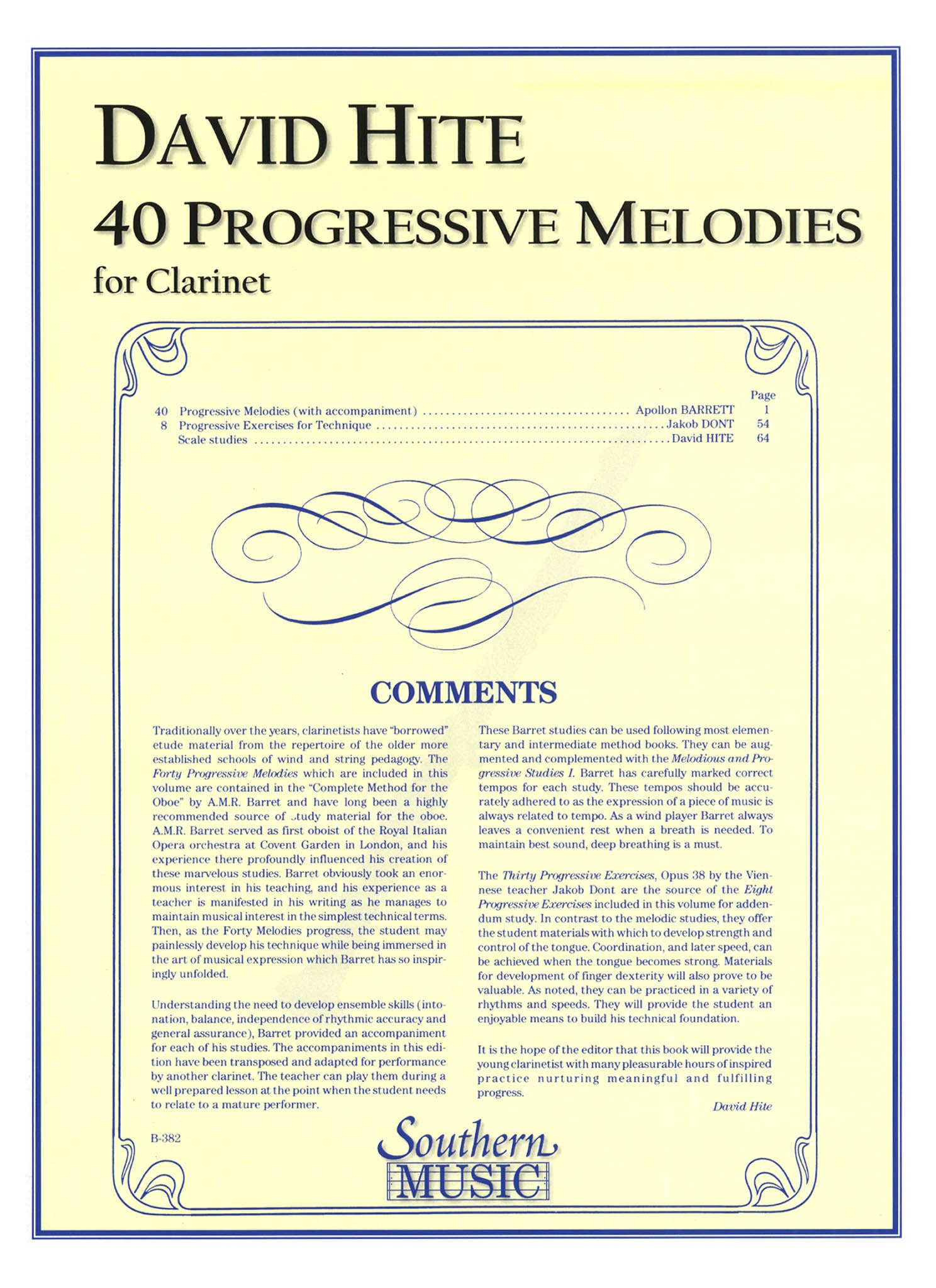 David Hite 40 Progressive Melodies for Clarinet cover