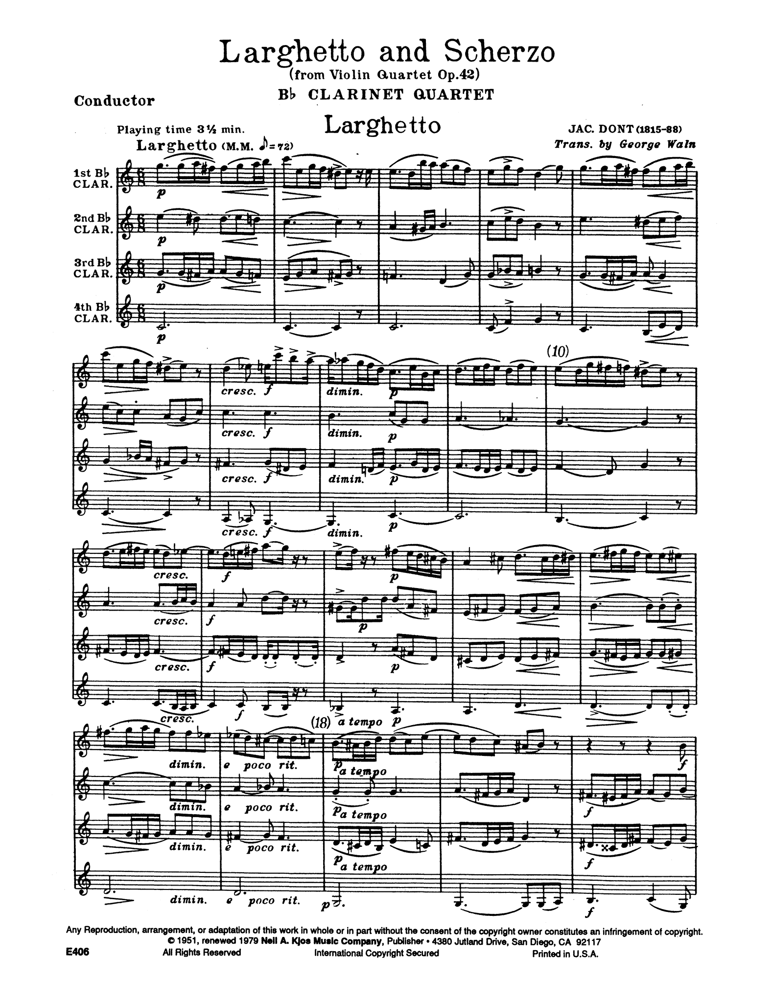 Violin Quartet in E Minor, Op. 42 - Larghetto