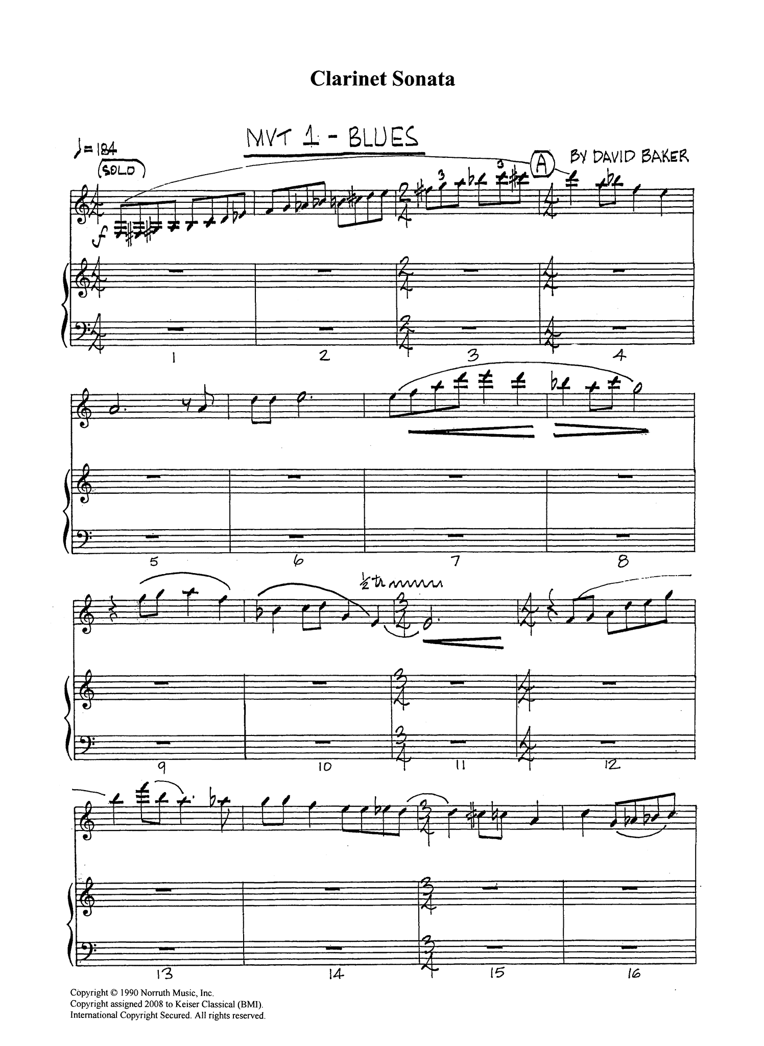 Baker Clarinet Sonata - Movement 1