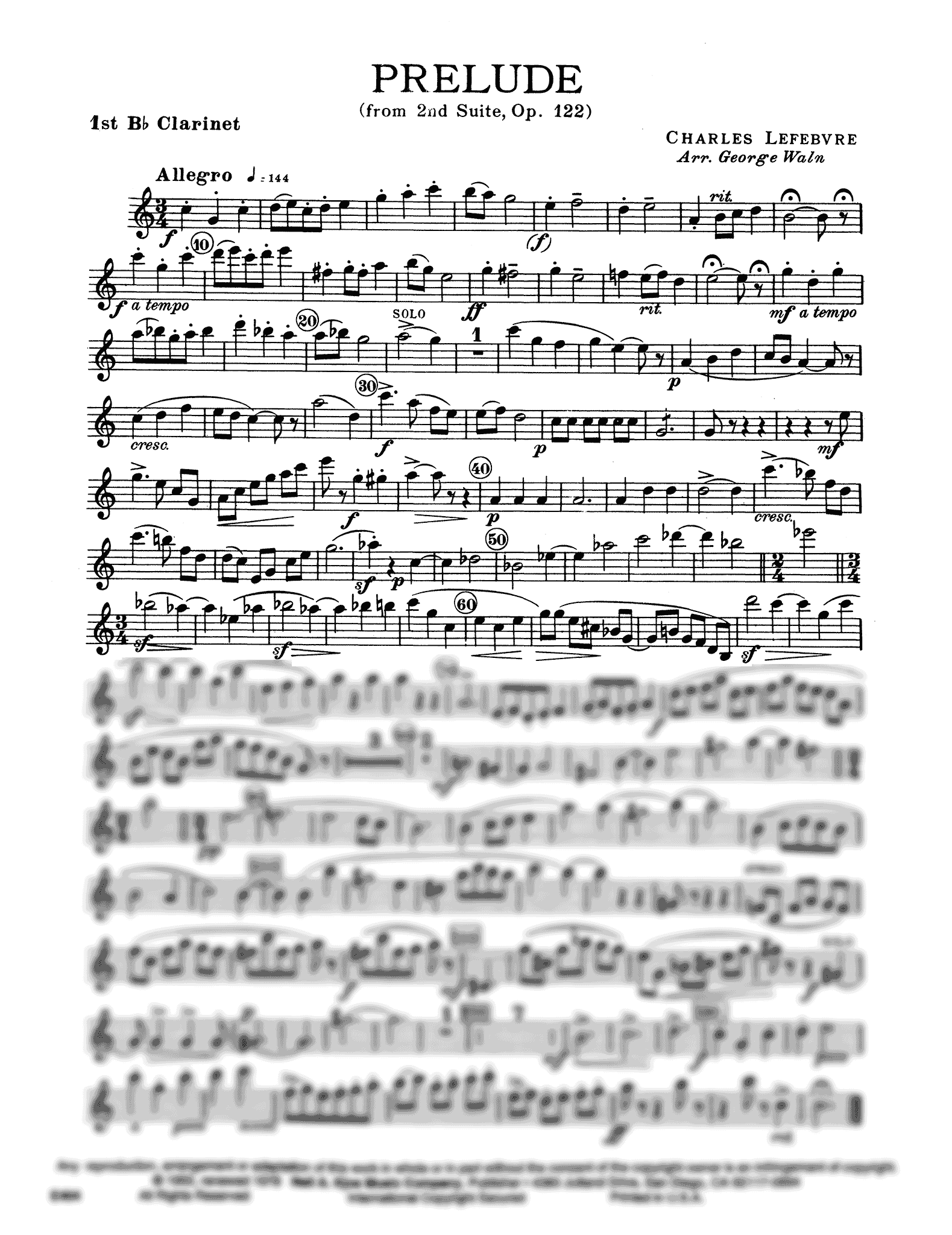 Prelude, from Suite for Winds No. 2, Op. 122 First Clarinet part