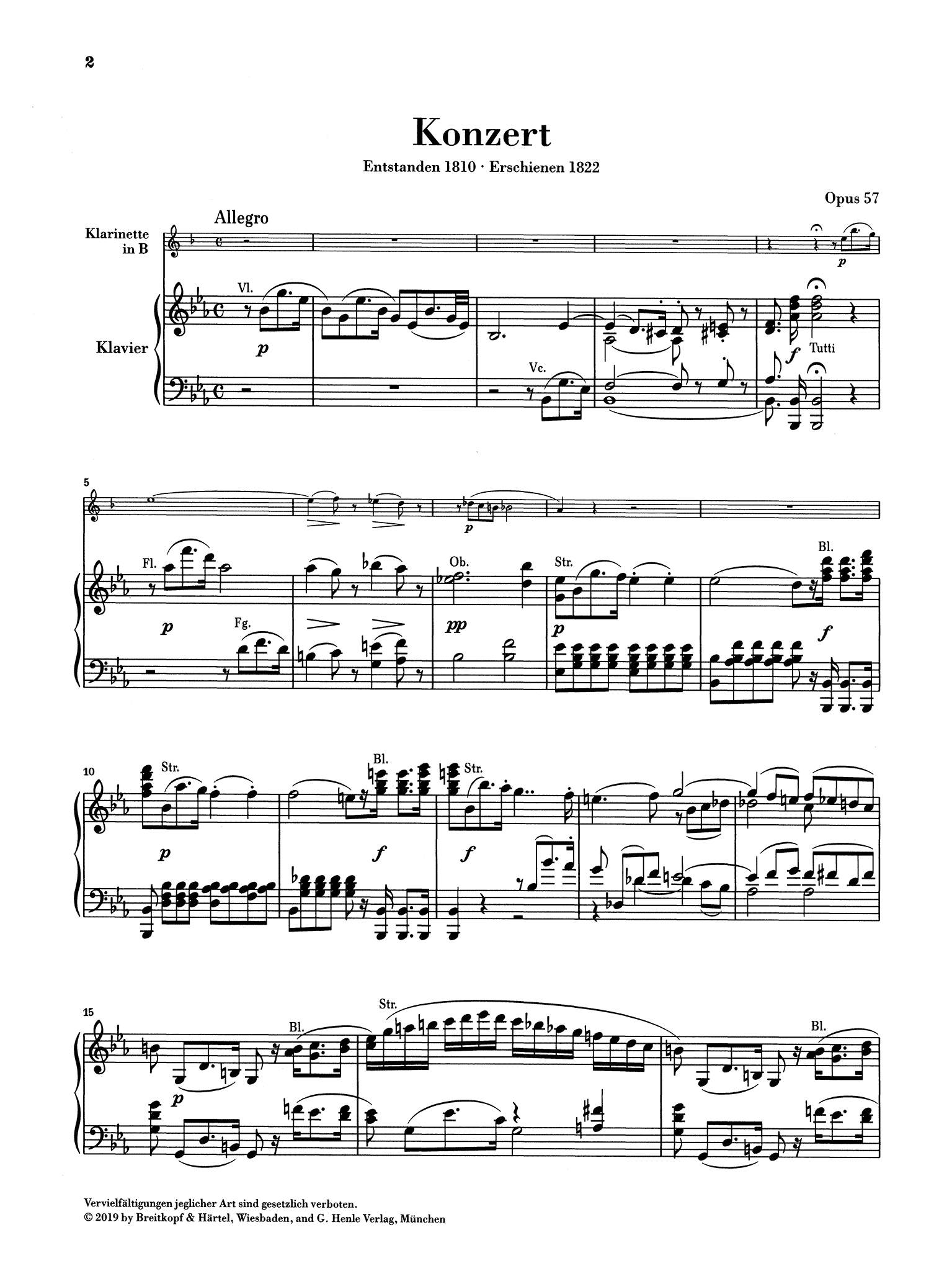 Clarinet Concerto No. 2 in E-flat Major, Op. 57 - Movement 1