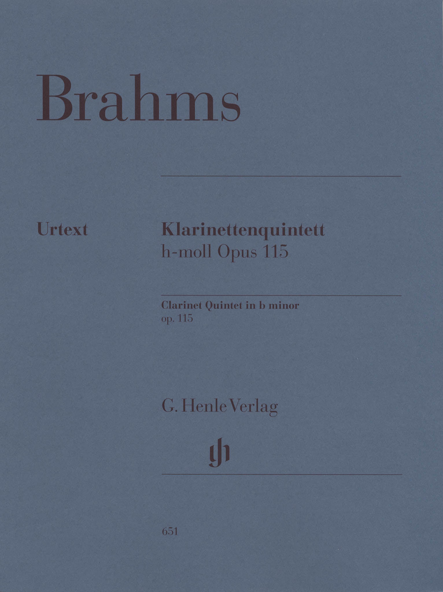 Brahms Clarinet Quintet, Op. 115 Performance parts Cover
