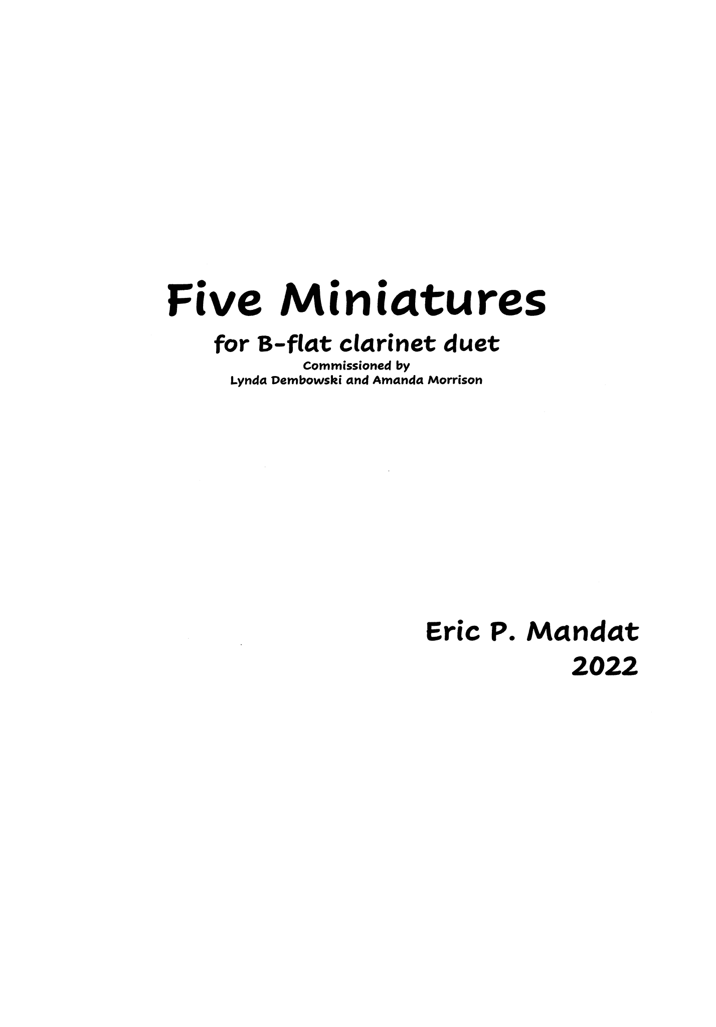 Eric Mandat Five Miniatures clarinet duet cover