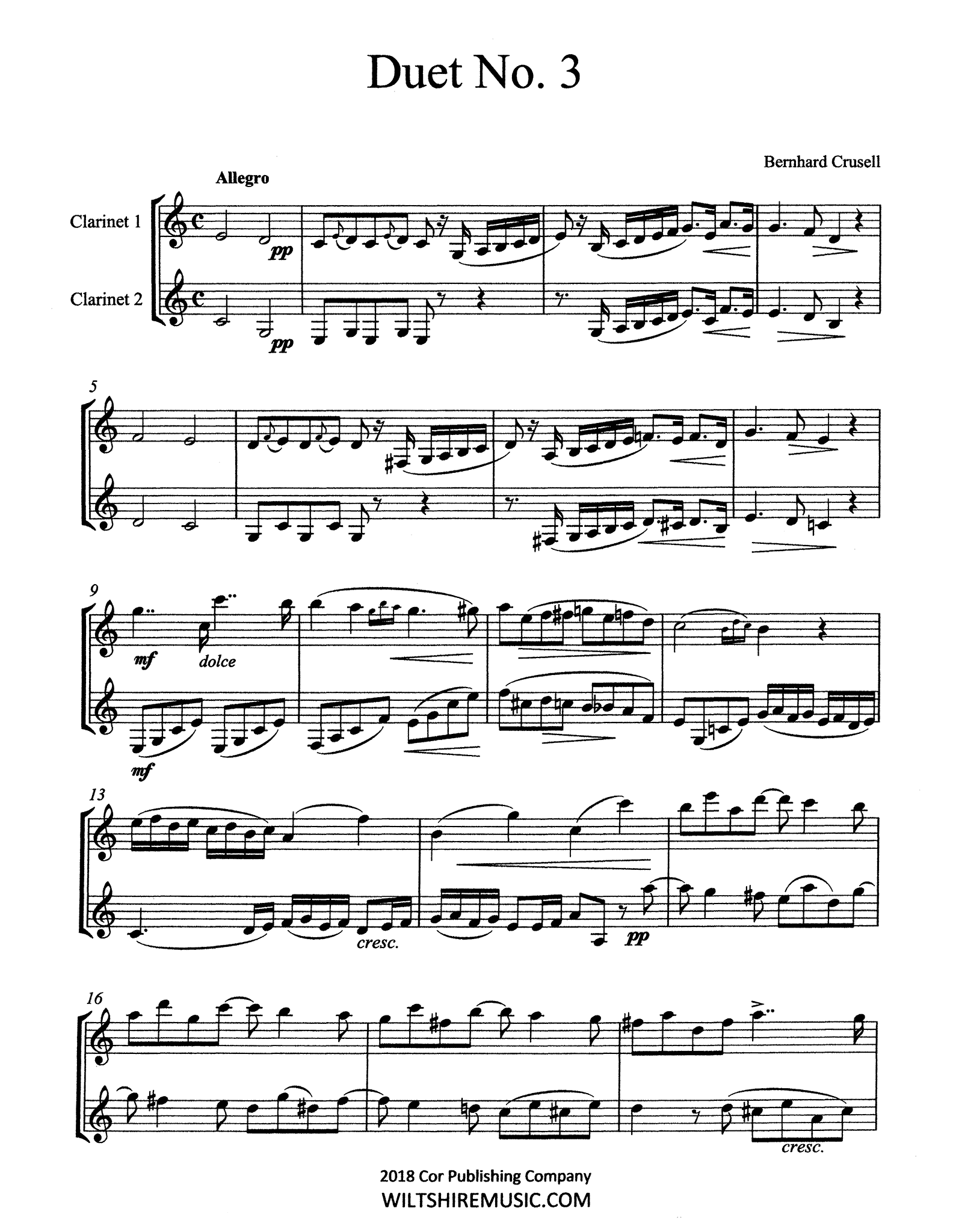 Crusell Clarinet Duet No. 3 in C Major: I. Allegro page 1