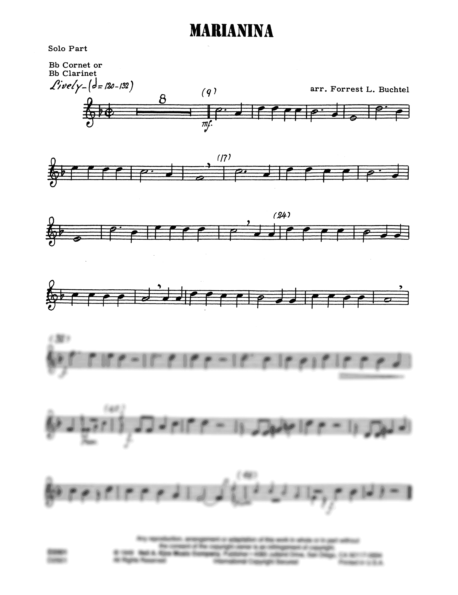 Marianina Solo Clarinet part