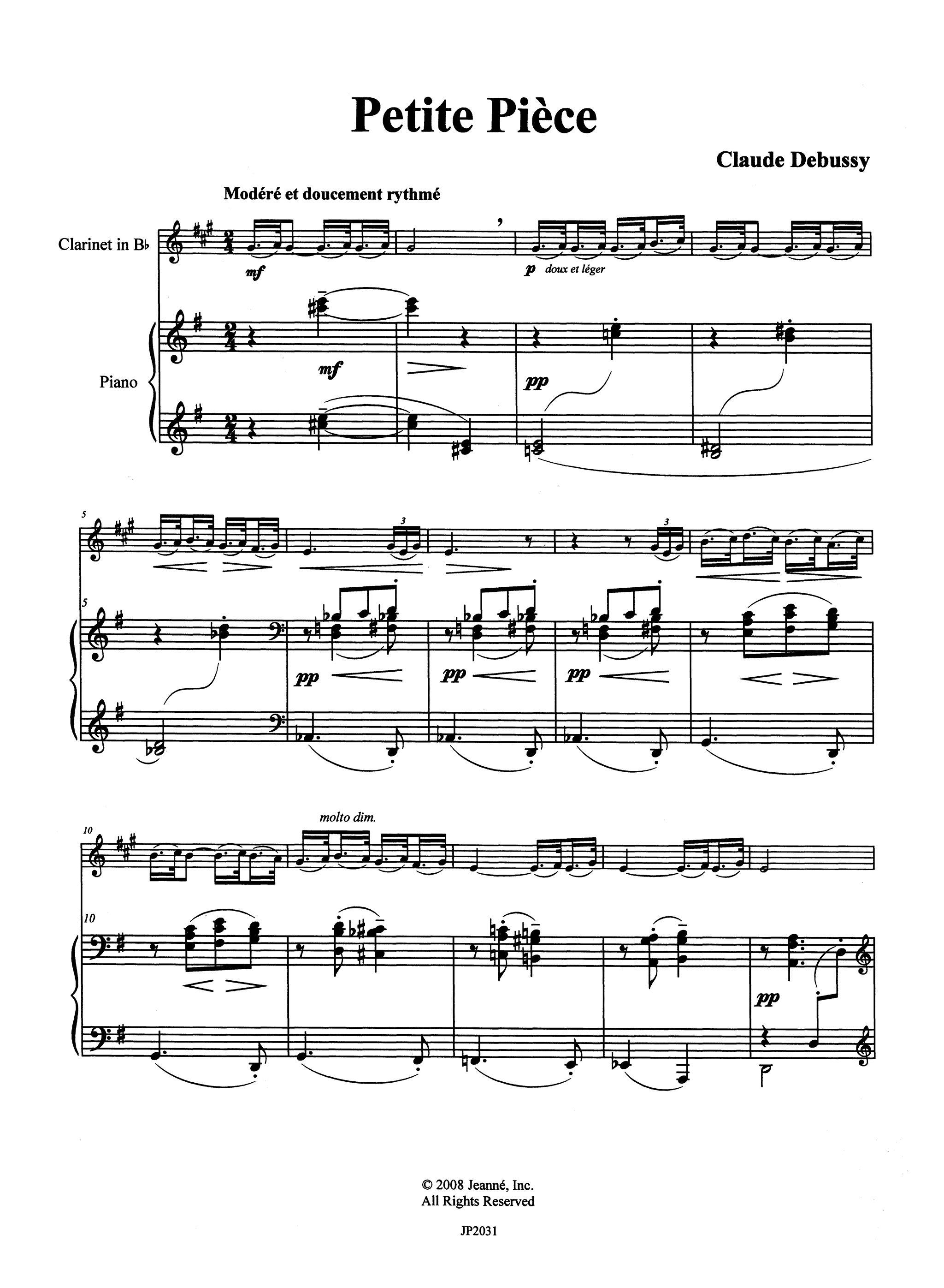 Debussy Petite pièce Score