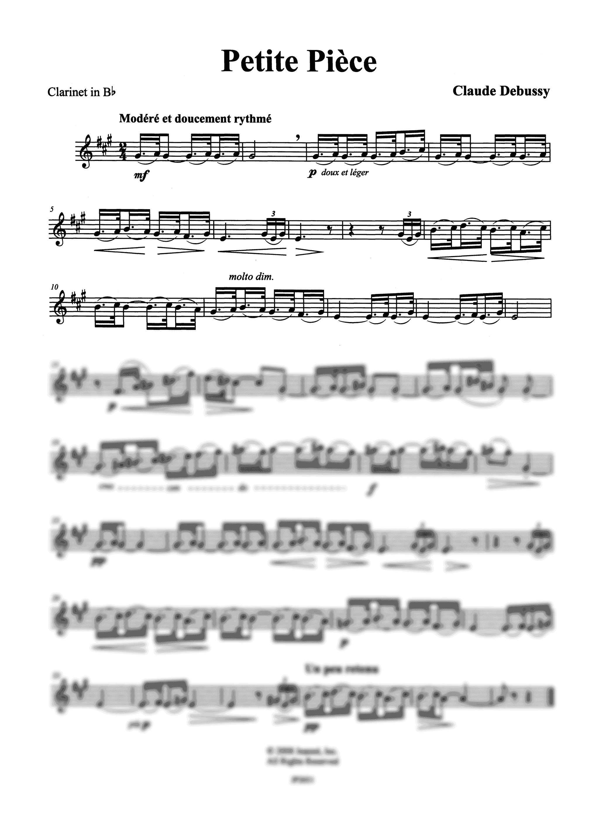 Debussy Petite pièce Clarinet part