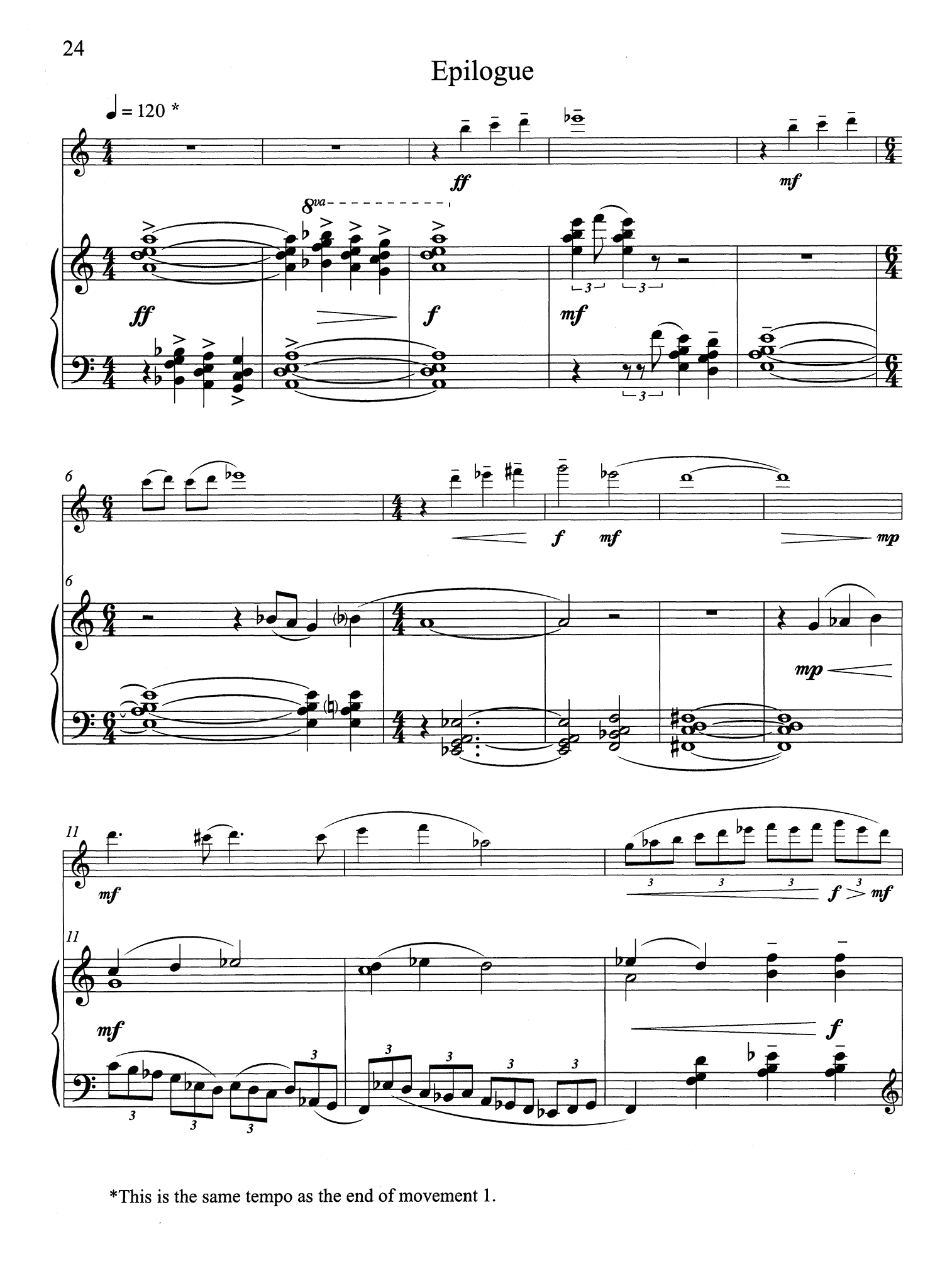 Silverman Tides clarinet and piano - Movement 5