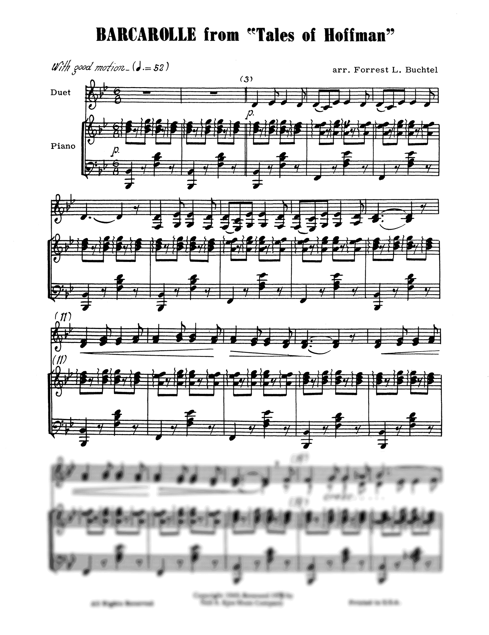 Barcarolle, from ‘Les contes d'Hoffmann’ Score