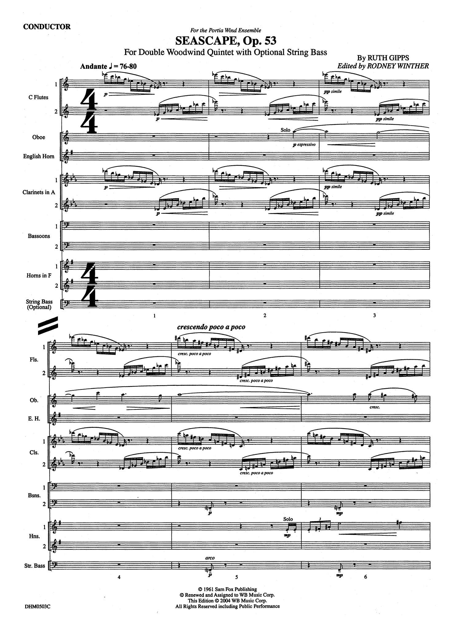 Gipps Seascape, Op. 53 double wind quintet score page 1