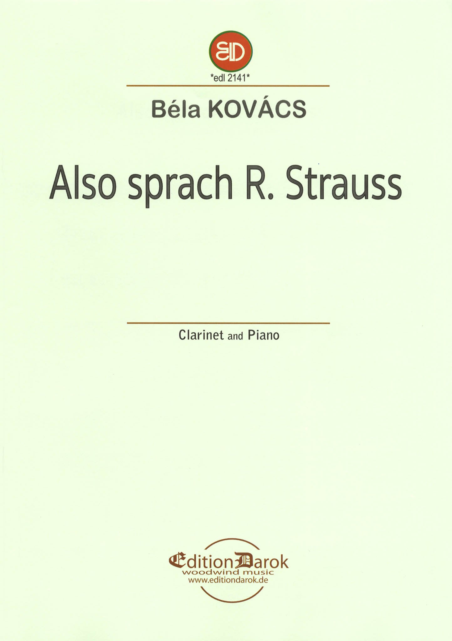 Kovács Hommage a Richard Strauss for clarinet & piano cover