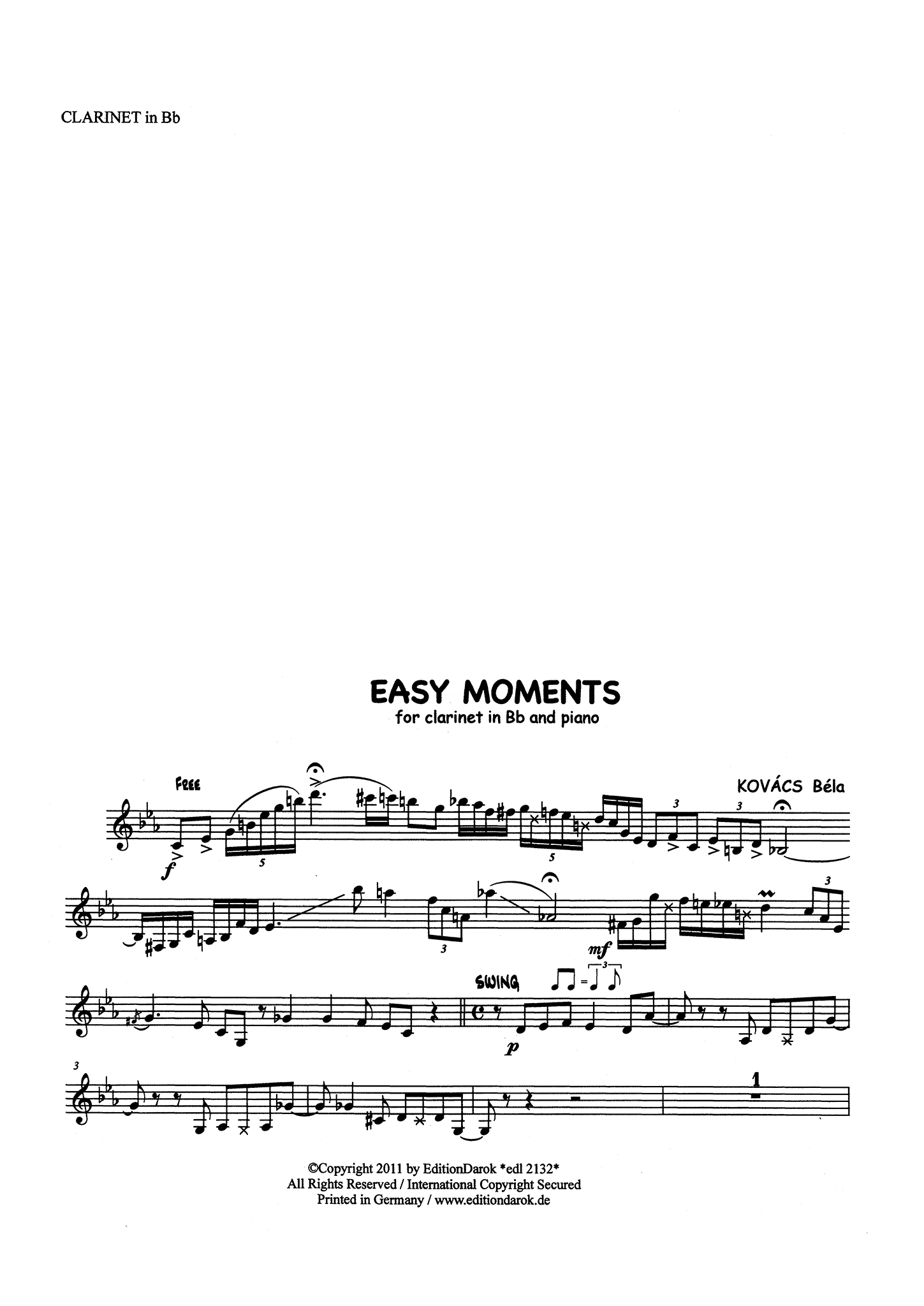 Kovács Easy Moments clarinet part