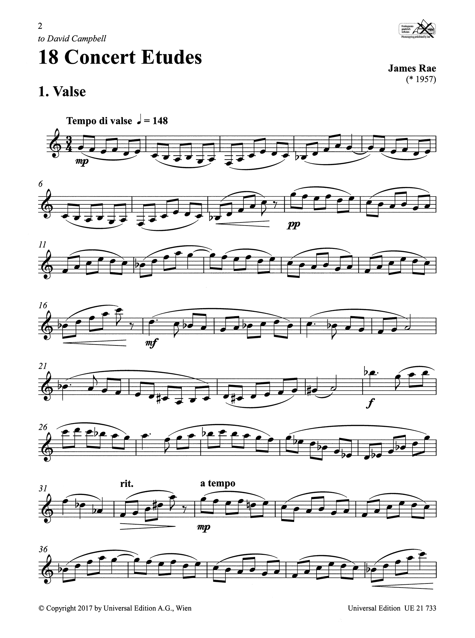 Rae 18 Concert Études for Solo Clarinet page 2