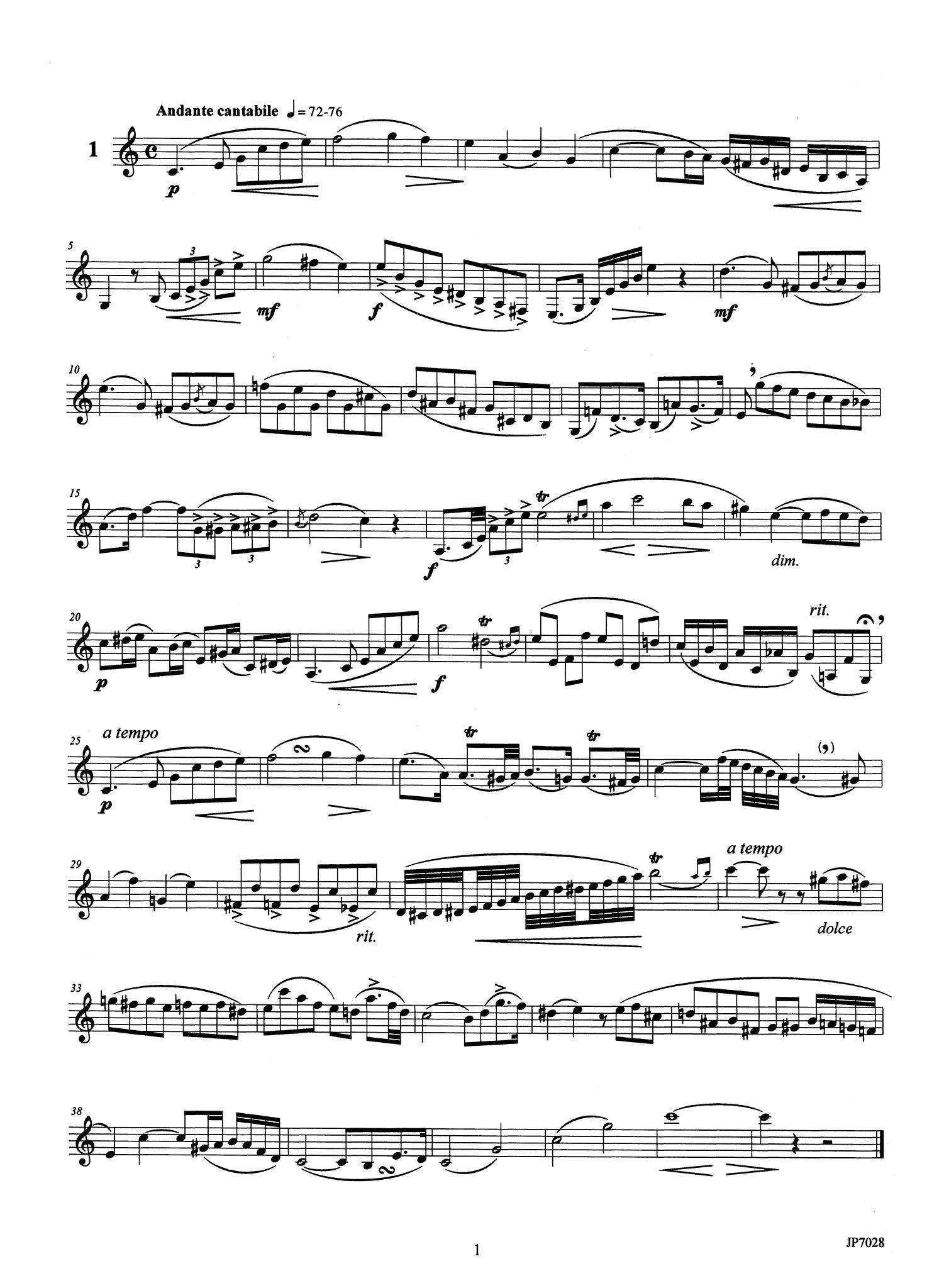 Rose 32 Clarinet Études Page 1