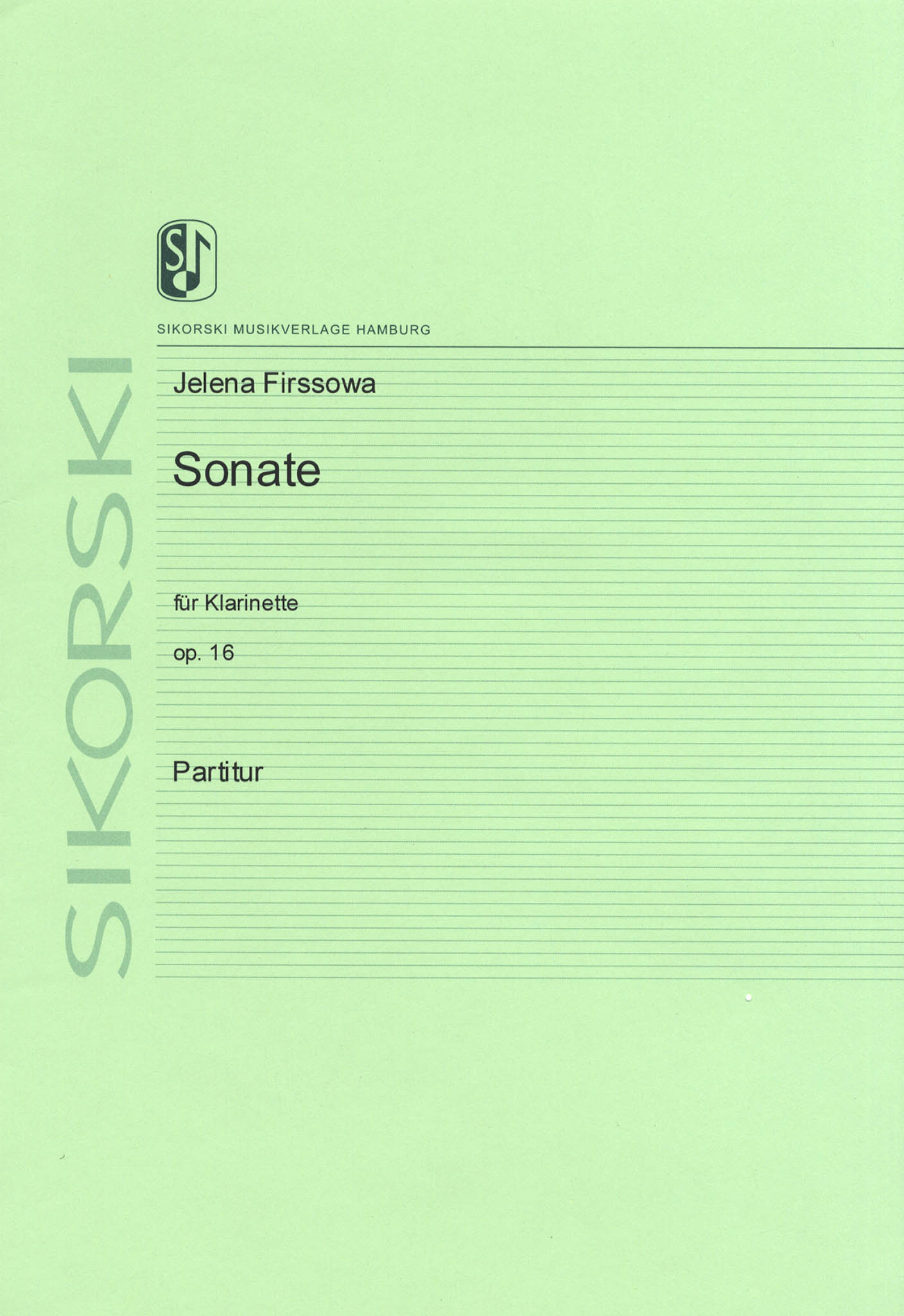 Firsova Sonata for Unaccompanied Clarinet, Op. 16 cover