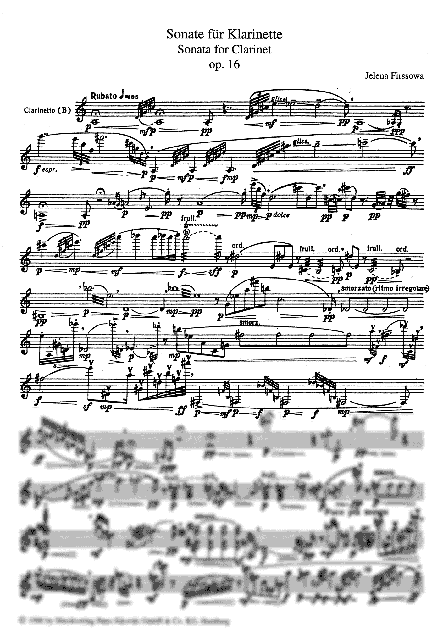 Firsova Sonata for Unaccompanied Clarinet, Op. 16 page 1