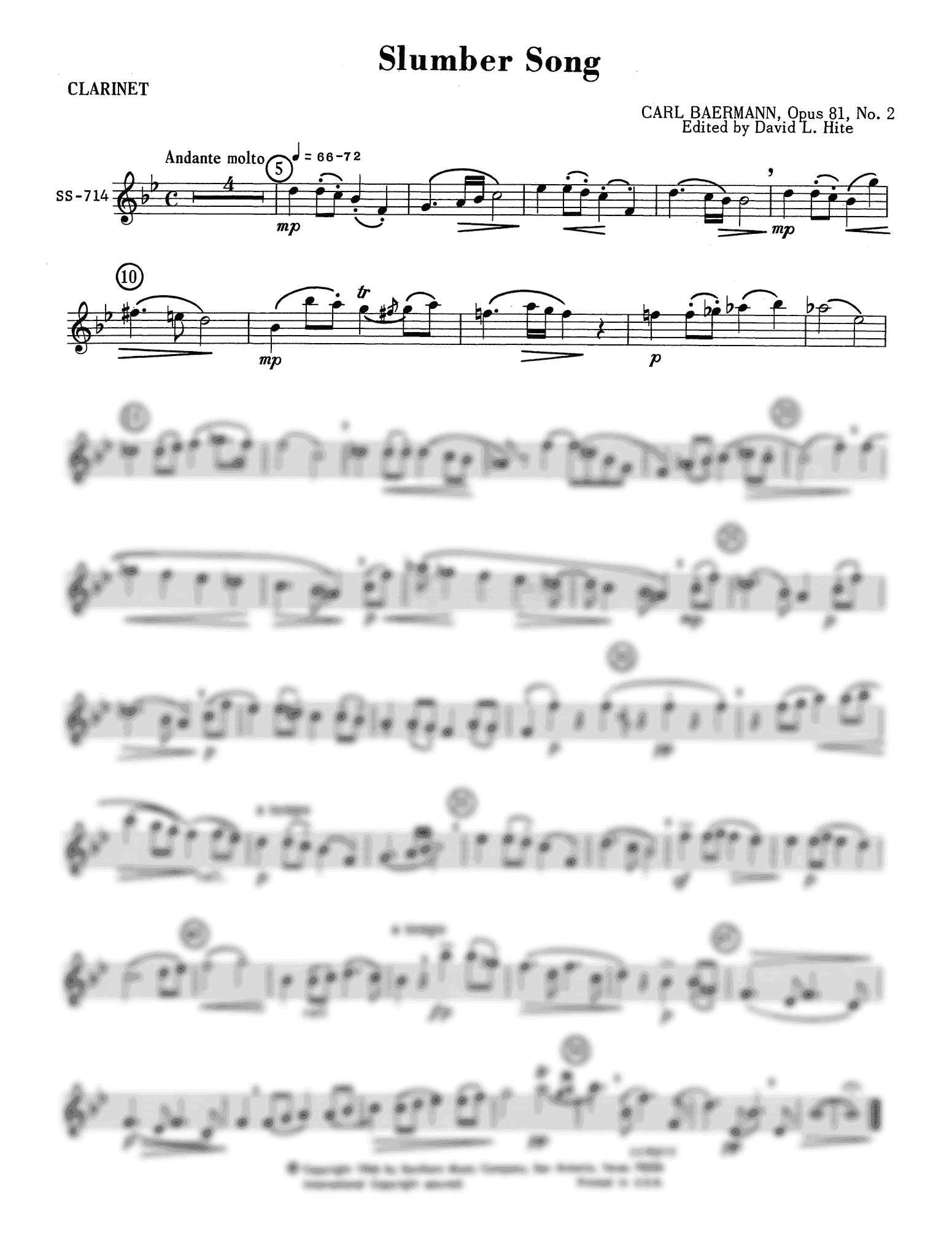 Baermann Slumber Song, Op. 81 No. 2 Clarinet part