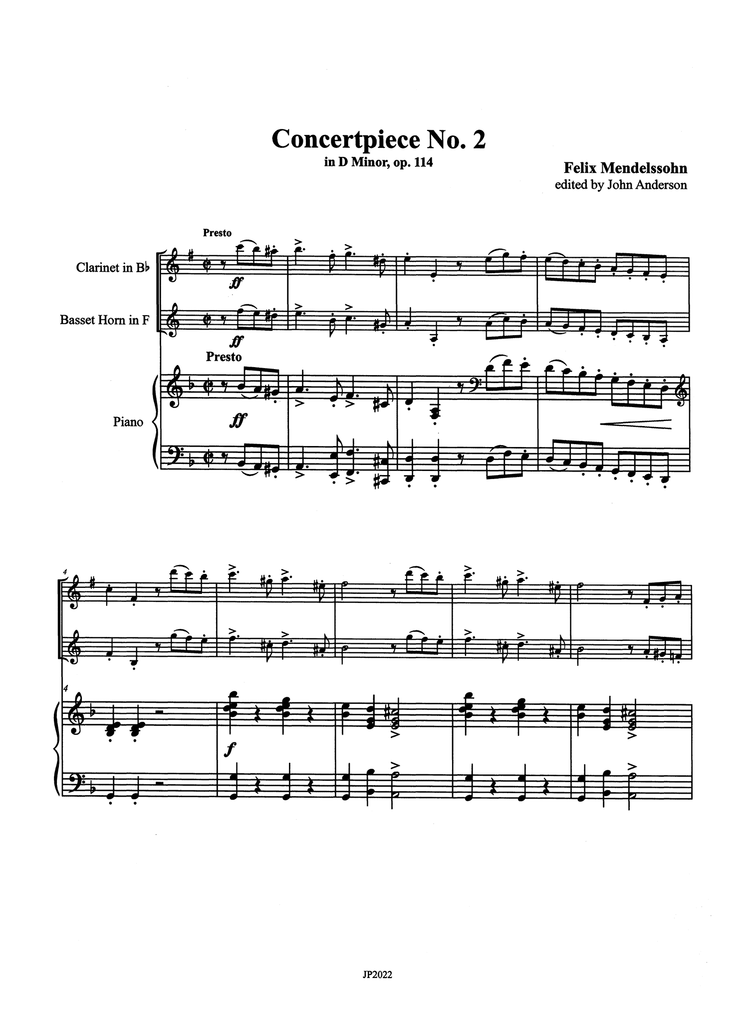 Mendelssohn No. 2 in D Minor, Op. 114 Score