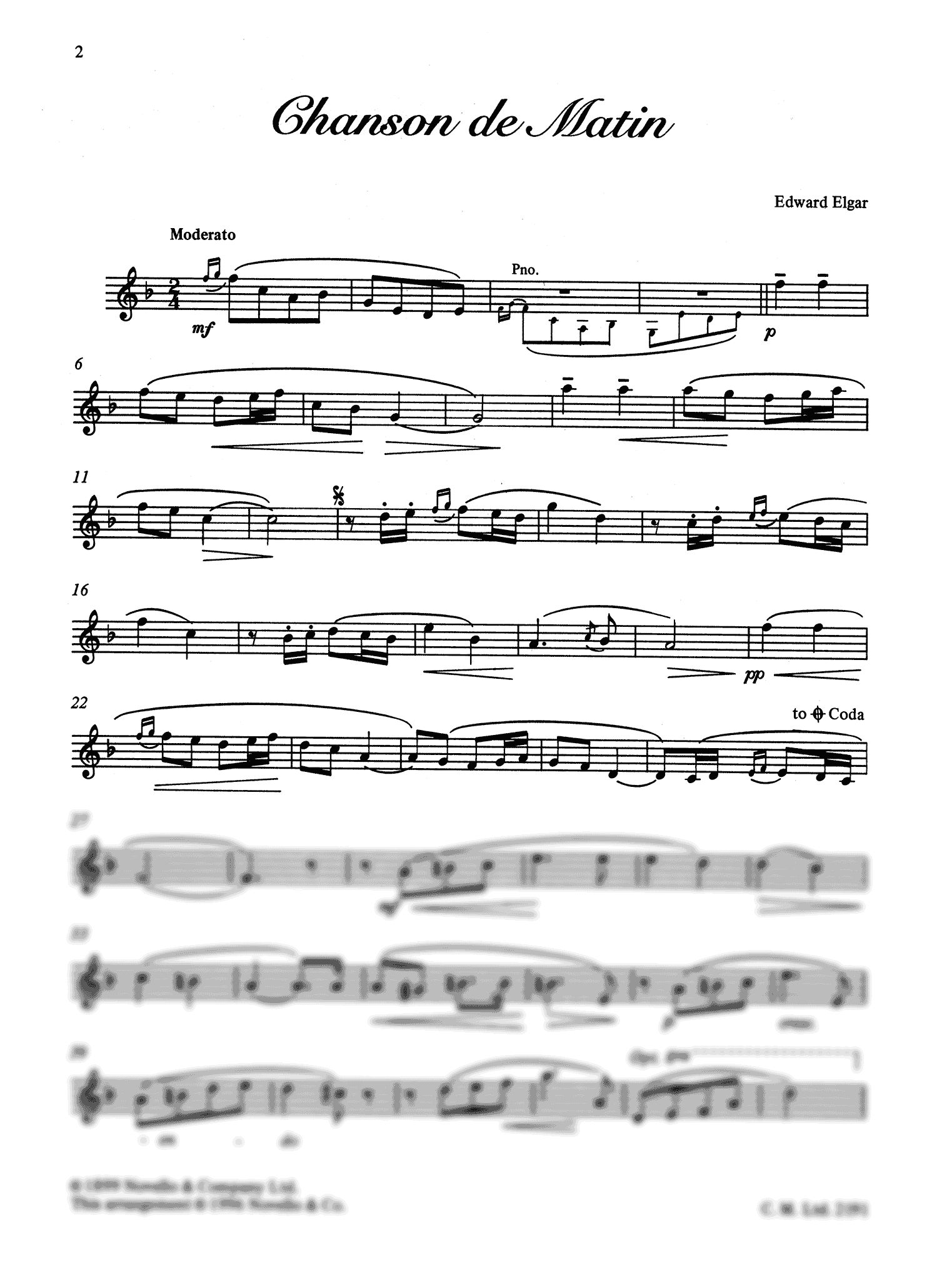 Elgar Chanson de Matin Clarinet part