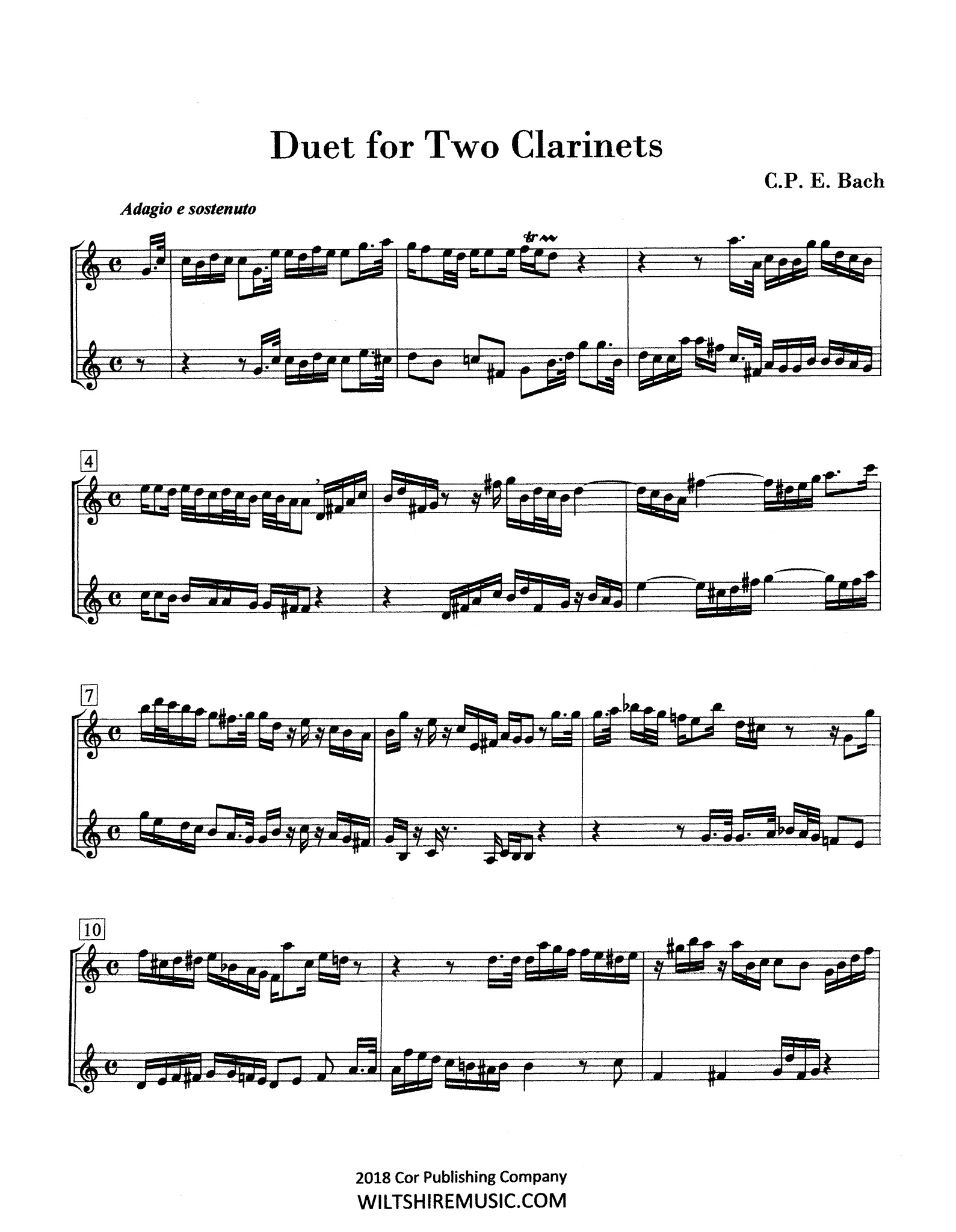 C. P. E. Bach Clarinet Duet, H. 636 - Movement 1