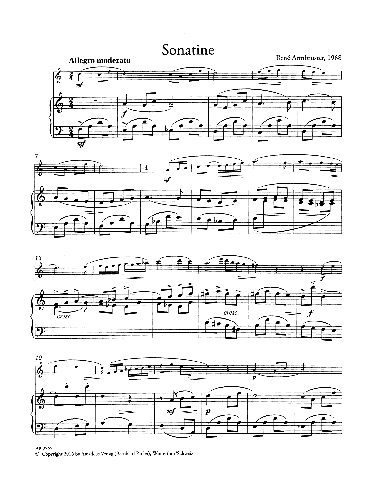 René Armbruster Sonatine clarinet and piano - Movement 1