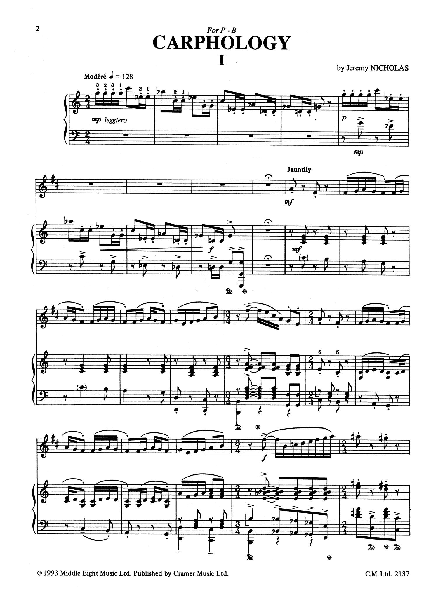 Nicholas Carphology for clarinet and piano - Movement 1