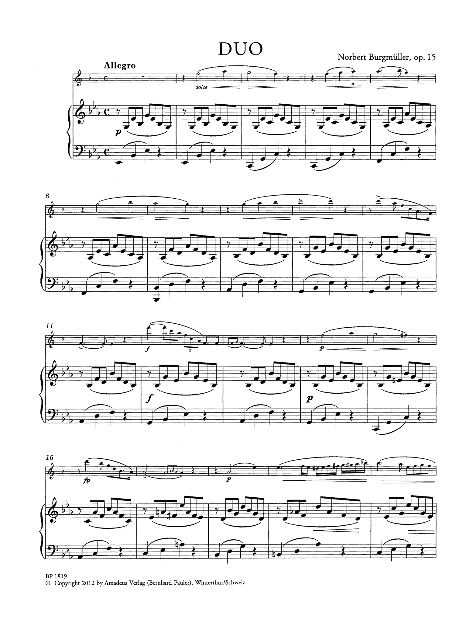 Burgmüller Duo Op. 15 - Movement 1