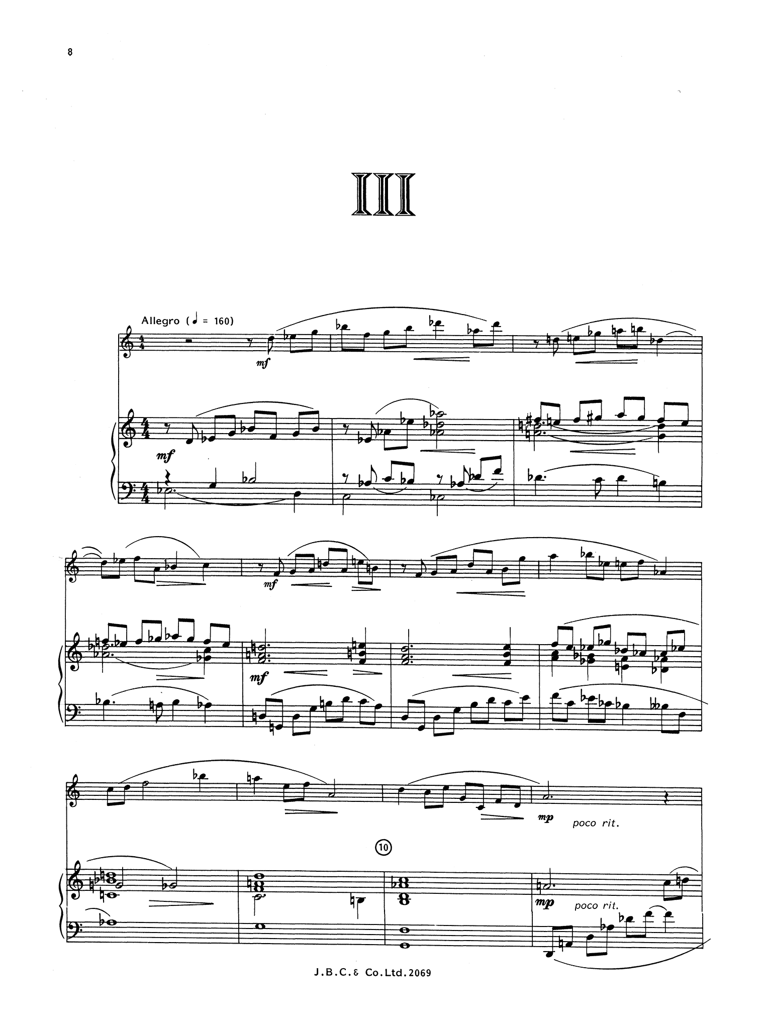 Carr Three Bagatelles clarinet and piano - Movement 3