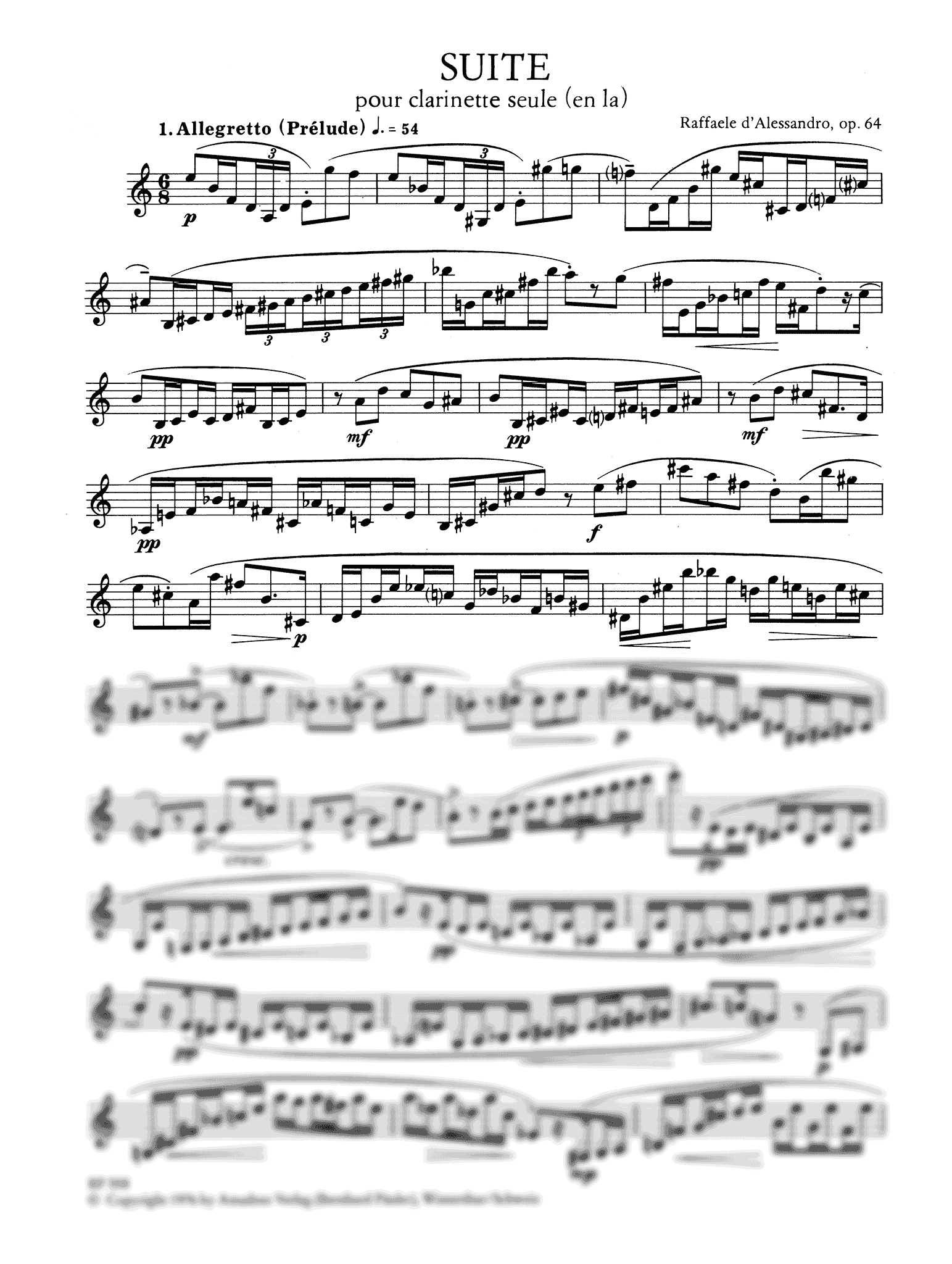 Raffaele d’Alessandro Suite for Solo Clarinet, Op. 64 - Movement 1