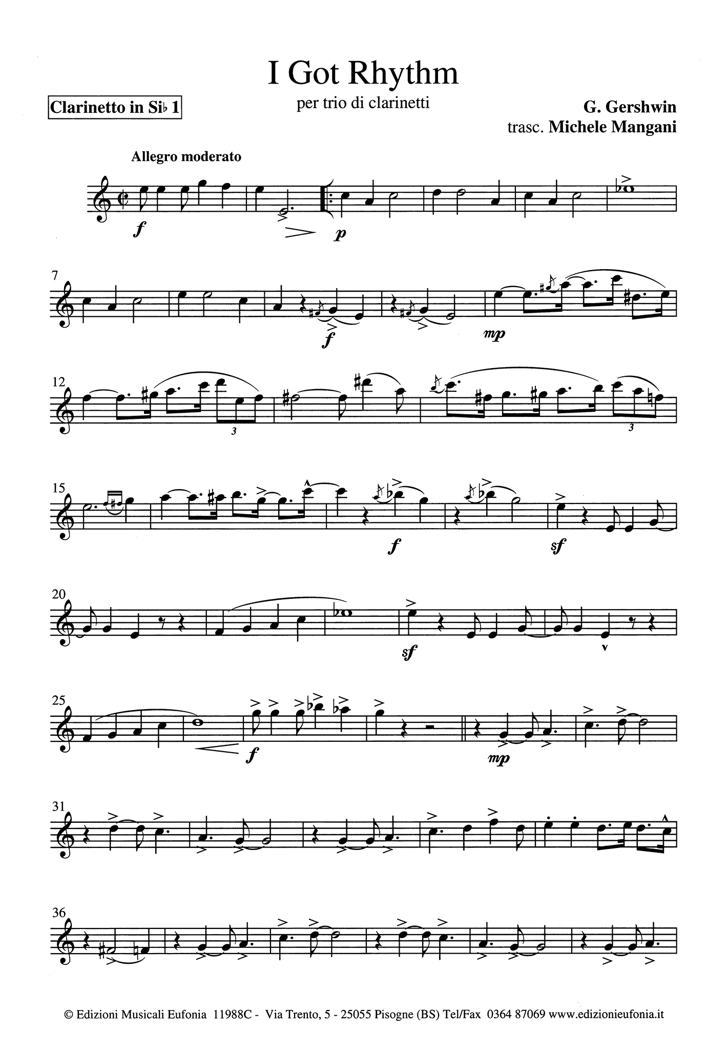 Gershwin: I Got Rhythm, clarinet trio arrangement | Eufonia