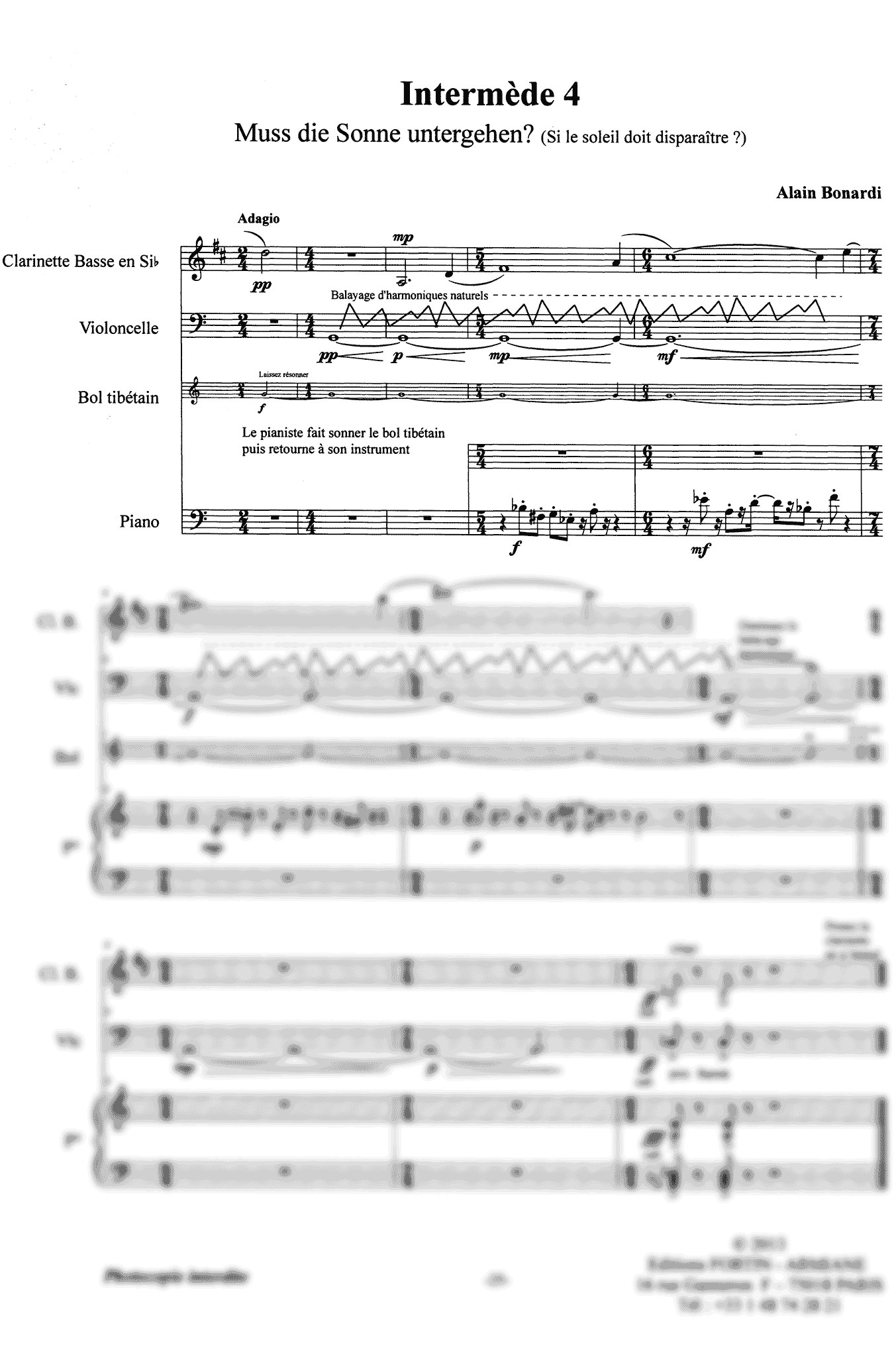 Wagner Wesendonck Lieder, WWV 91 clarinet cello piano arrangement Bonardi -  Interlude 4