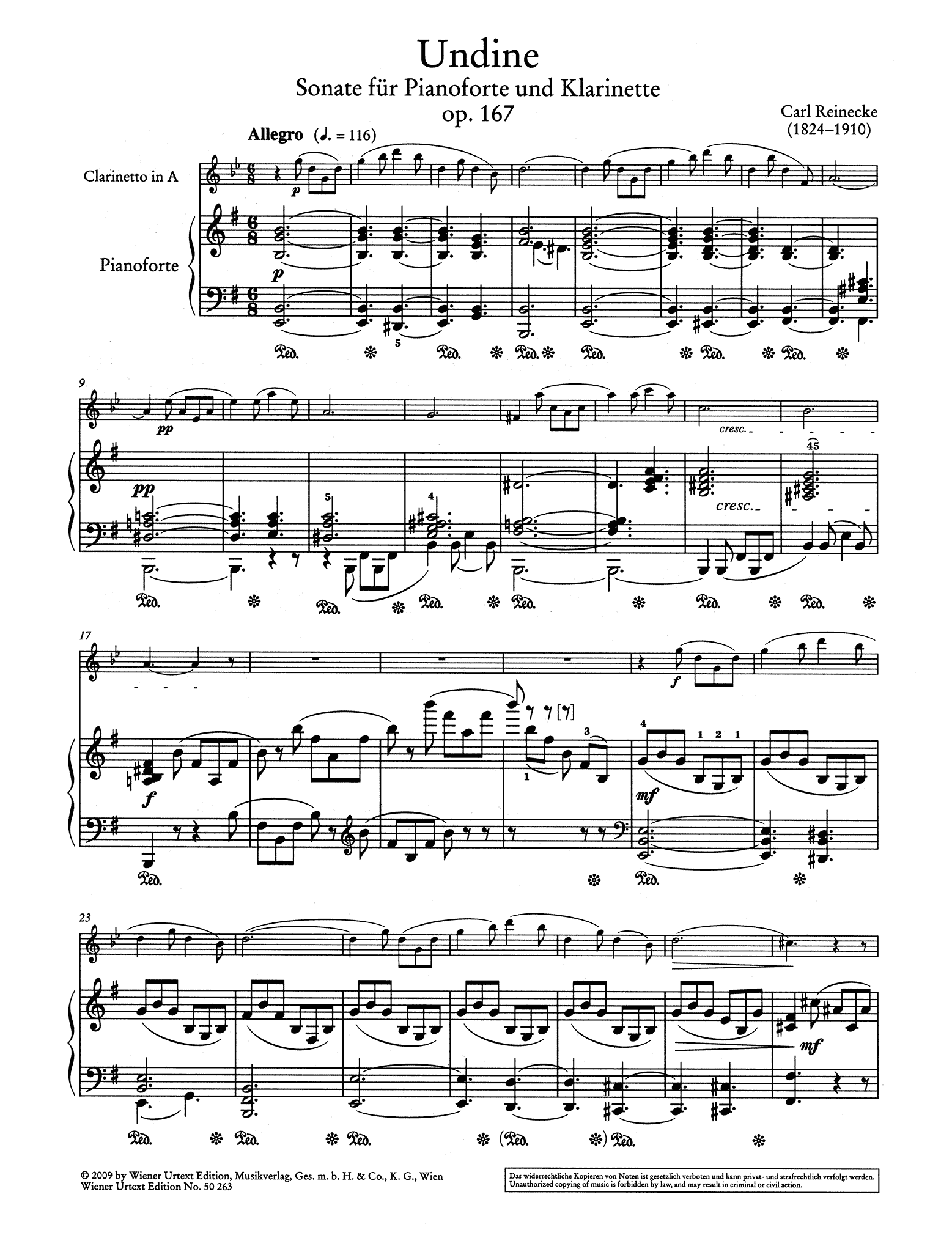 Sonata for Clarinet & Piano, Op. 167 ‘Undine’ - Movement 1