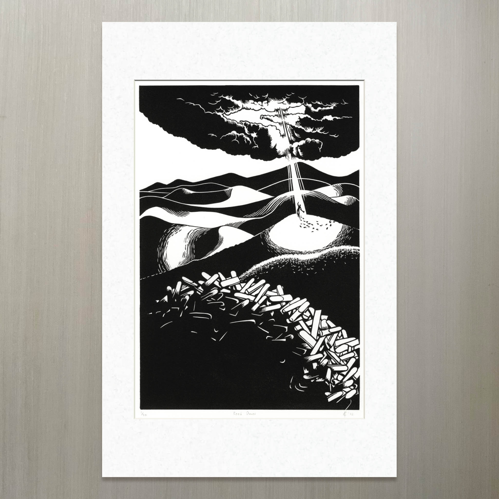 Reed Dunes Clarinet Linocut Art print mat